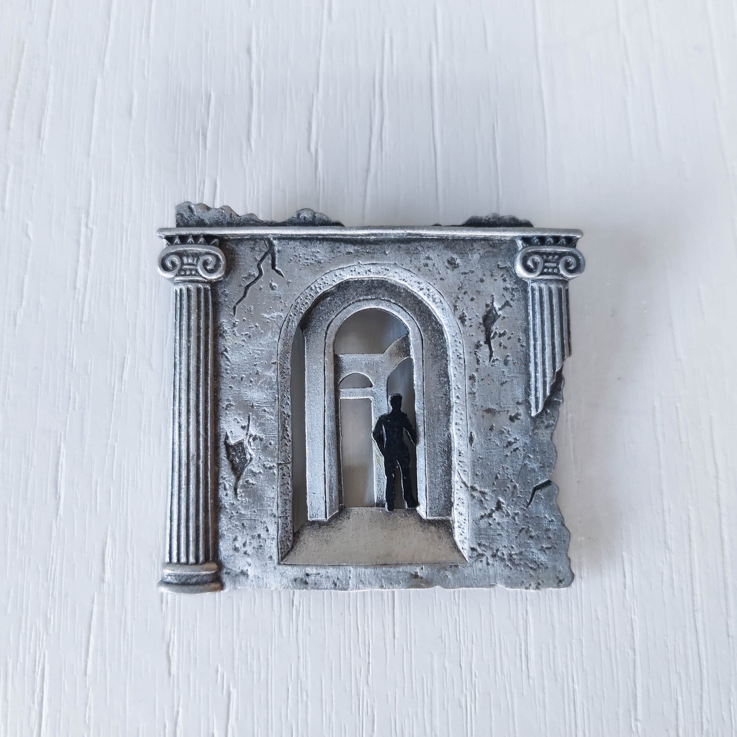 JJ Jonette vintage 1988 metaphysical style pewter figurative brooch