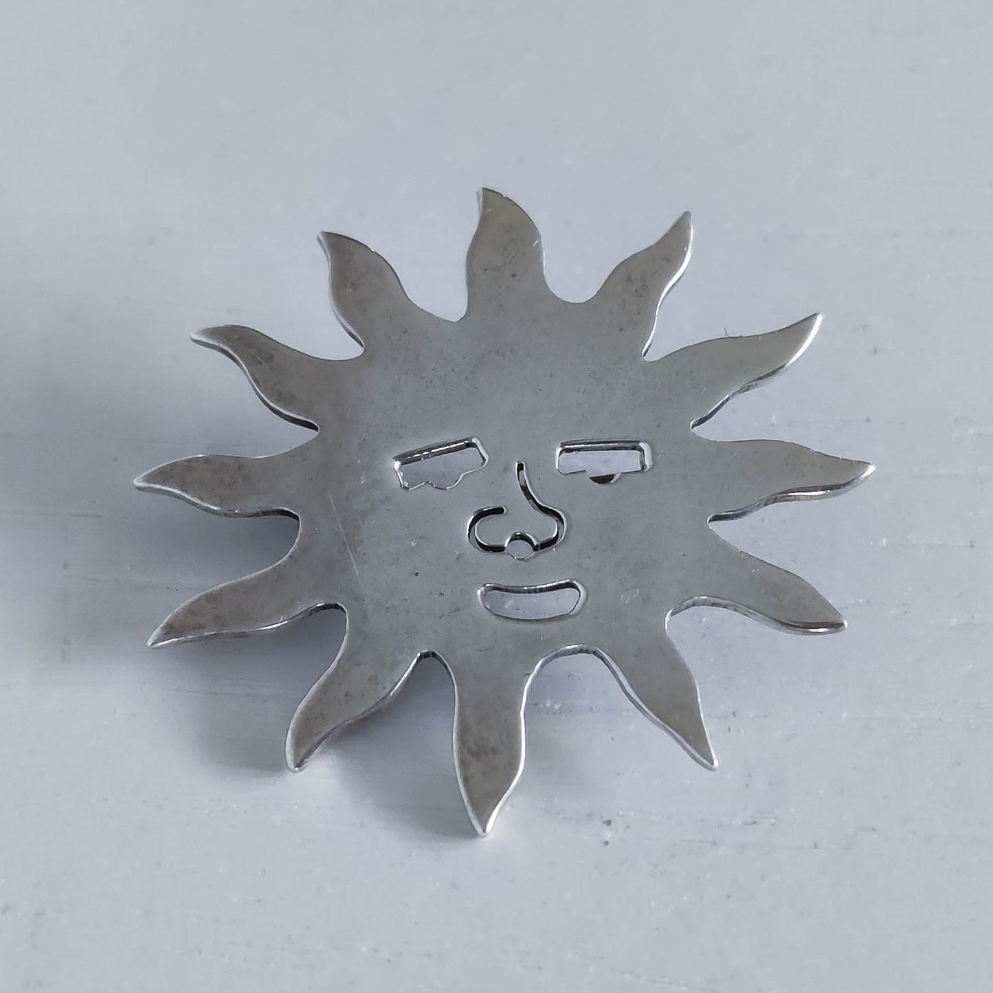 Vintage Taxco Mexico sterling silver sun face brooch