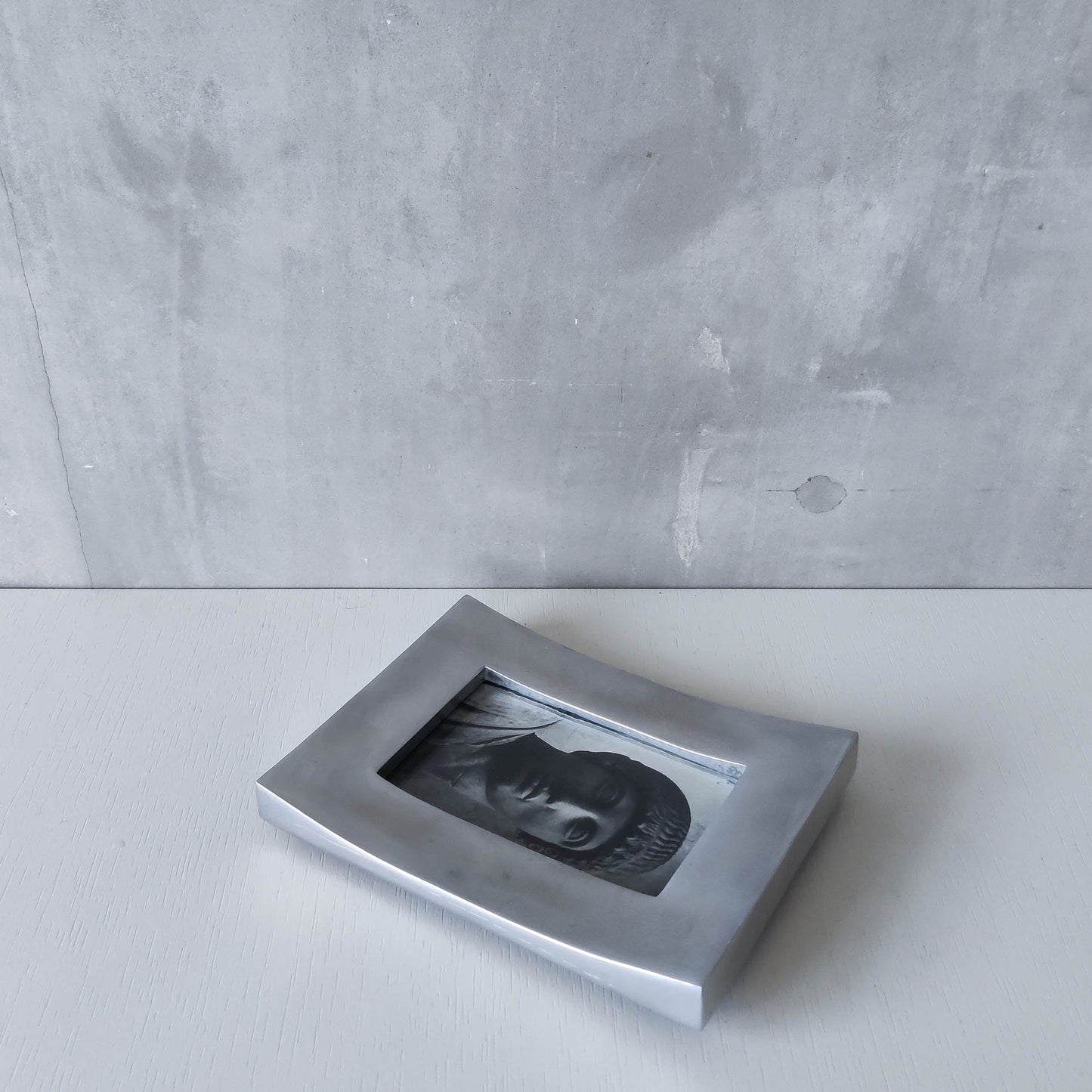 Vintage 00s cast aluminium curved chunky picture photo frame