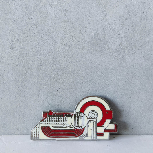 Eduardo Paolozzi 1980s abstract enamel pin brooch screen printed signature