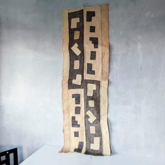 Authentic vintage Kuba tribal cloth raffia textile Congo wall hanging