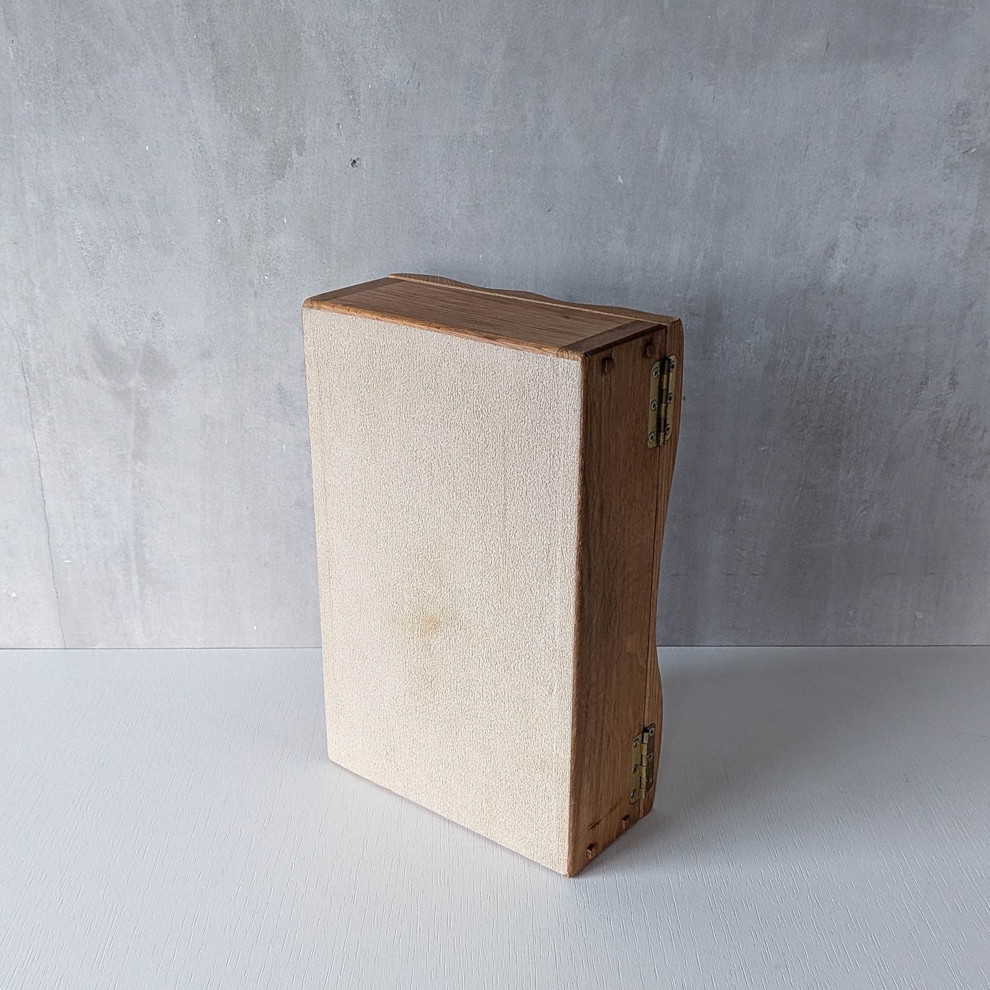 Artisan made oak wooden handmade lidded carved wave box