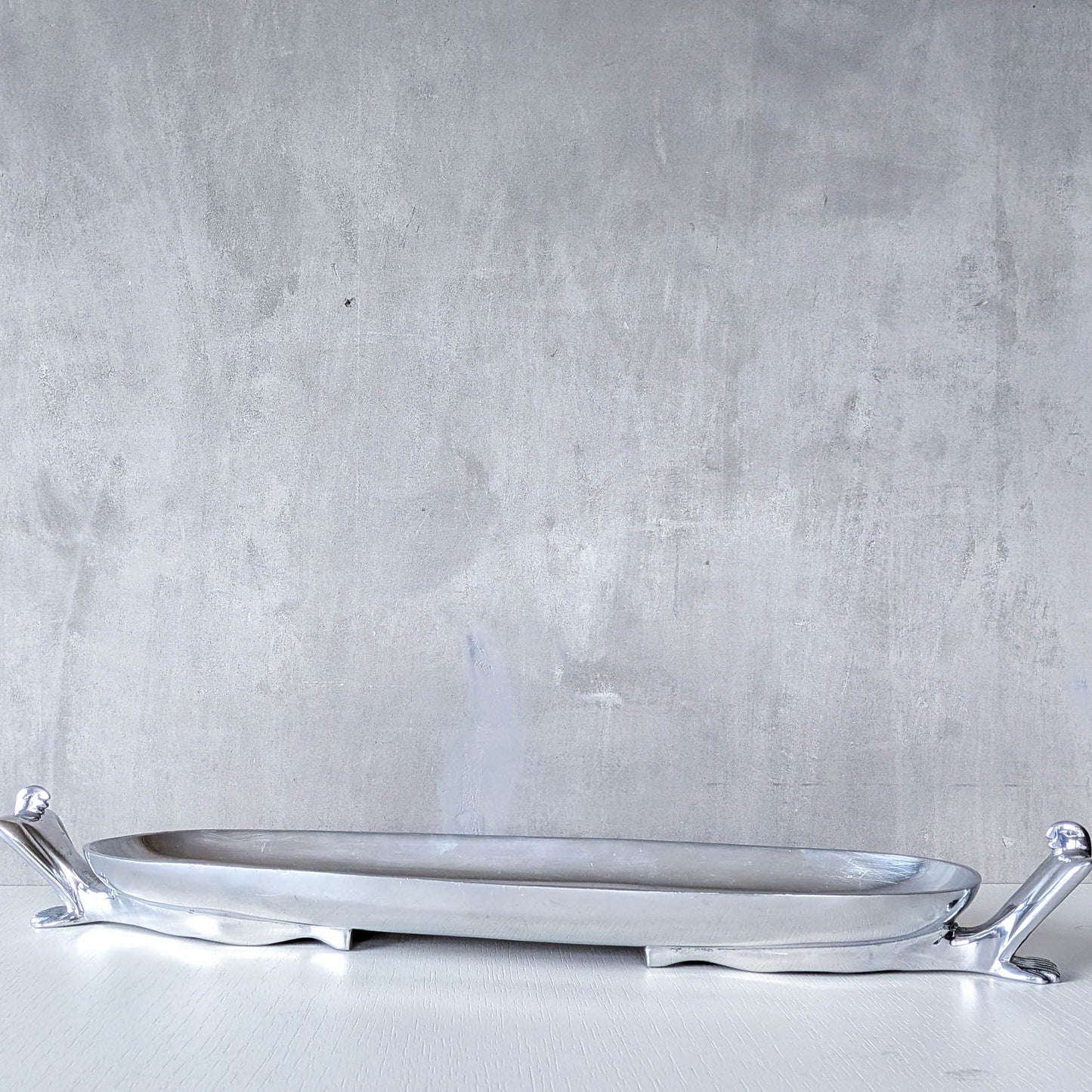 Carrol Boyes large sculptural cast aluminium canoe boat fruit bowl platter