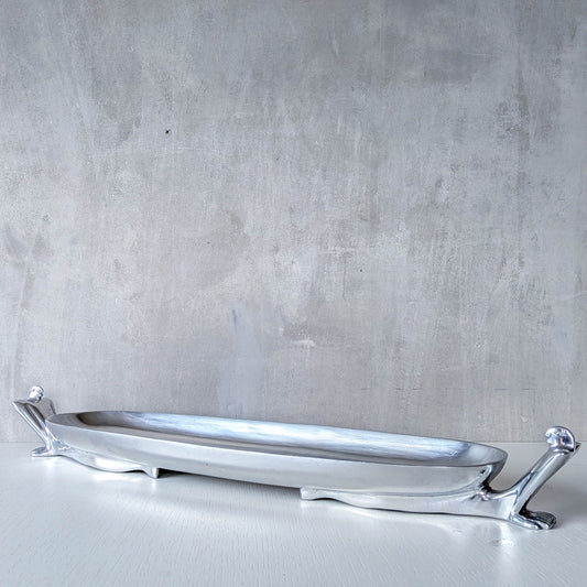 Carrol Boyes large sculptural cast aluminium canoe boat fruit bowl platter