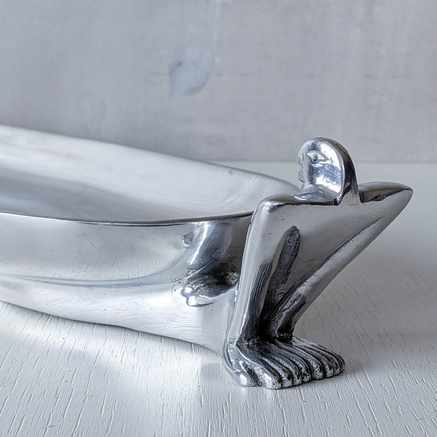Carrol Boyes large sculptural cast aluminium canoe boat fruit bowl platter