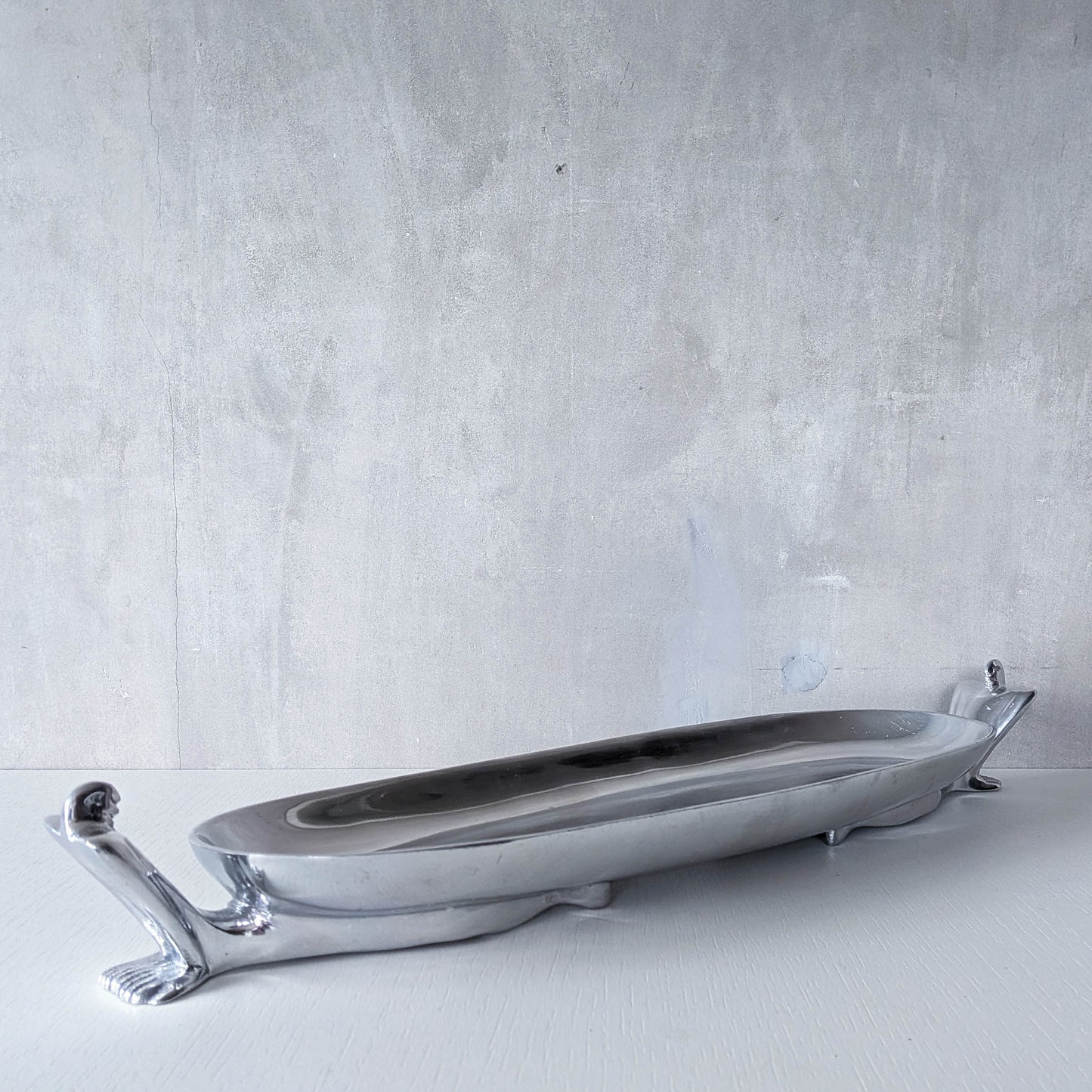 Carrol Boyes large sculptural cast aluminium canoe boat fruit bowl platter