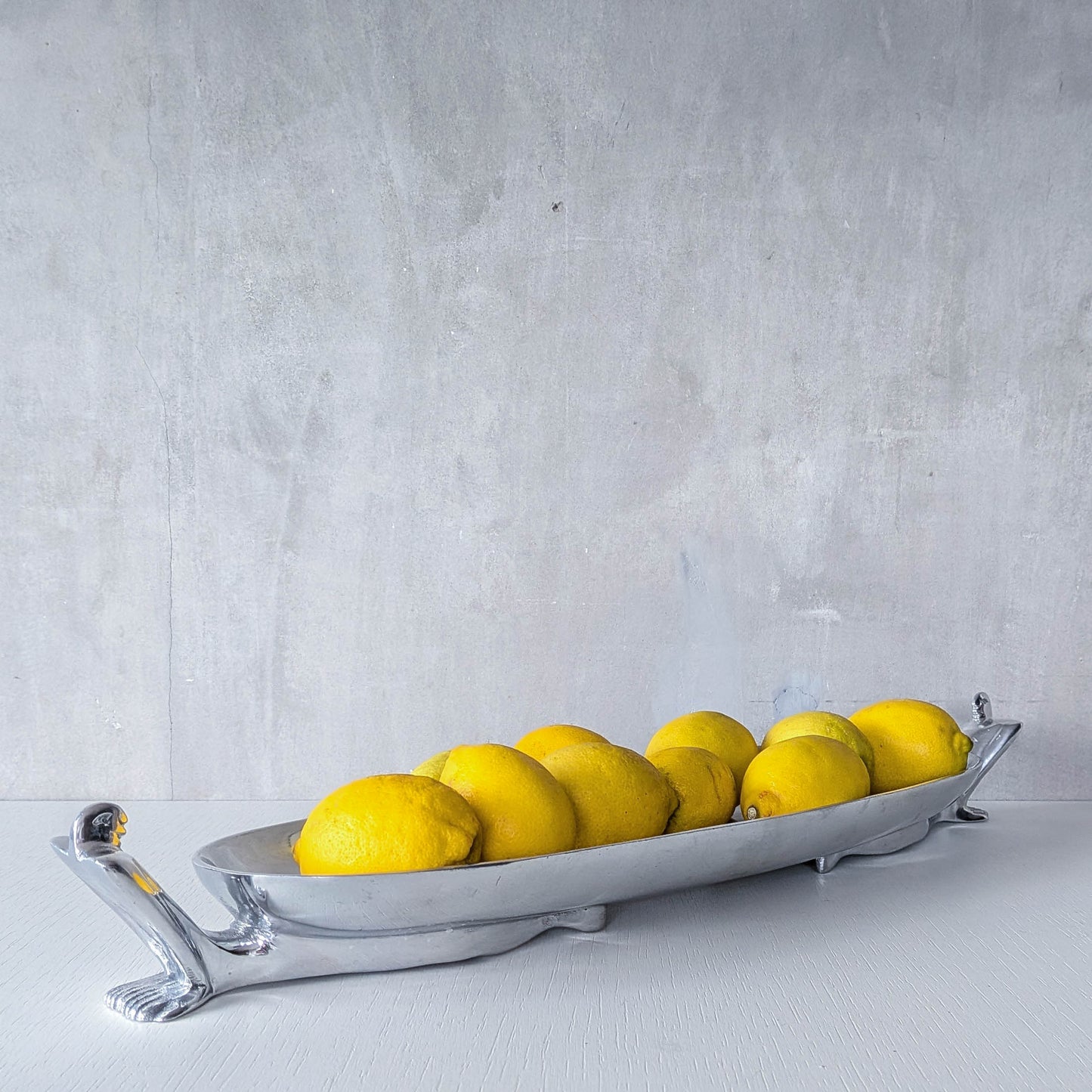 Carrol Boyes large sculptural cast aluminium canoe boat fruit bowl platter