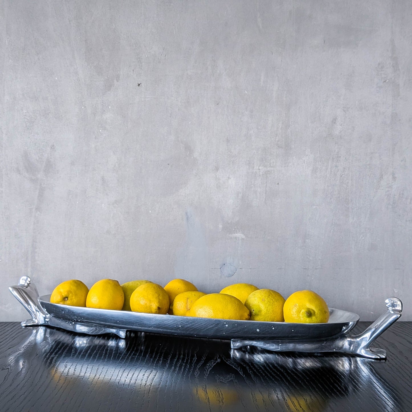 Carrol Boyes large sculptural cast aluminium canoe boat fruit bowl platter