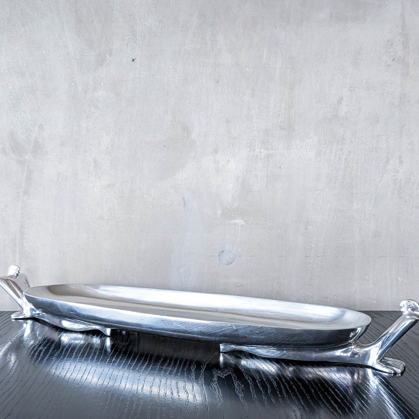 Carrol Boyes large sculptural cast aluminium canoe boat fruit bowl platter