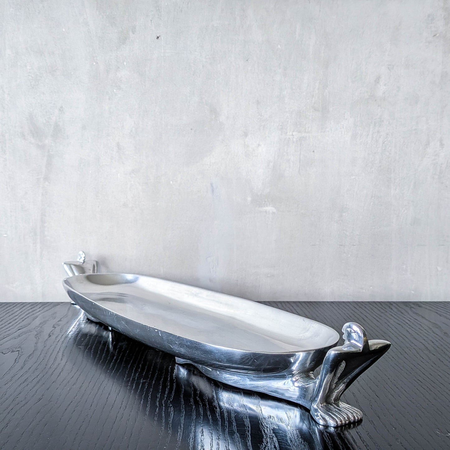 Carrol Boyes large sculptural cast aluminium canoe boat fruit bowl platter
