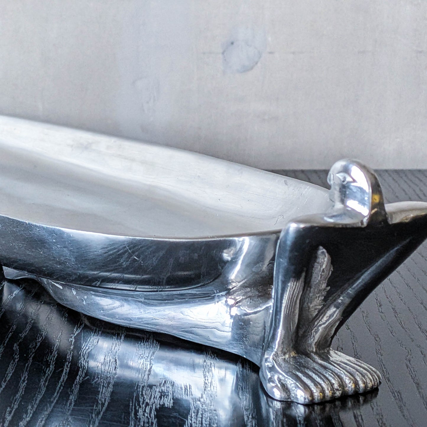 Carrol Boyes large sculptural cast aluminium canoe boat fruit bowl platter
