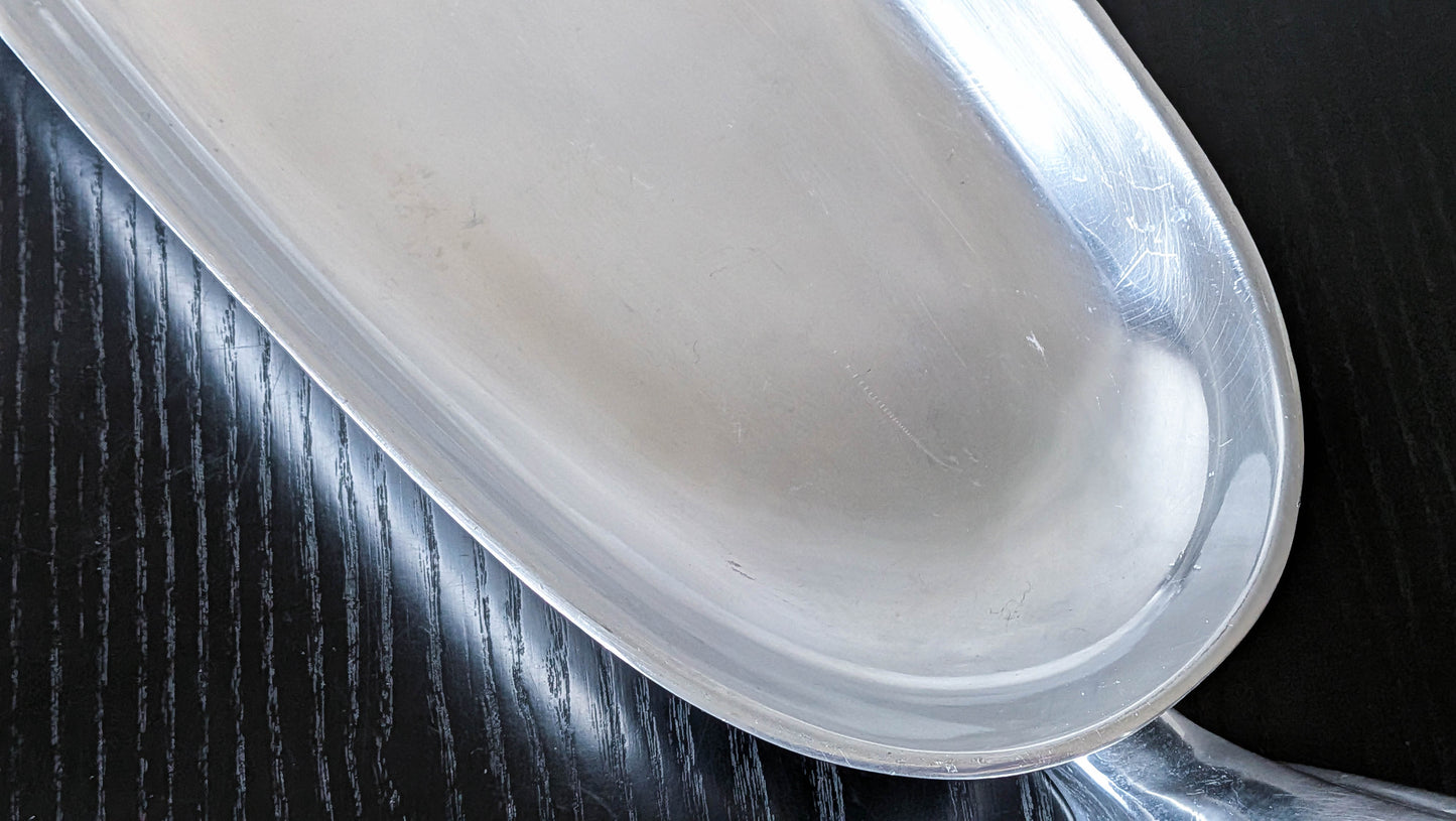 Carrol Boyes large sculptural cast aluminium canoe boat fruit bowl platter