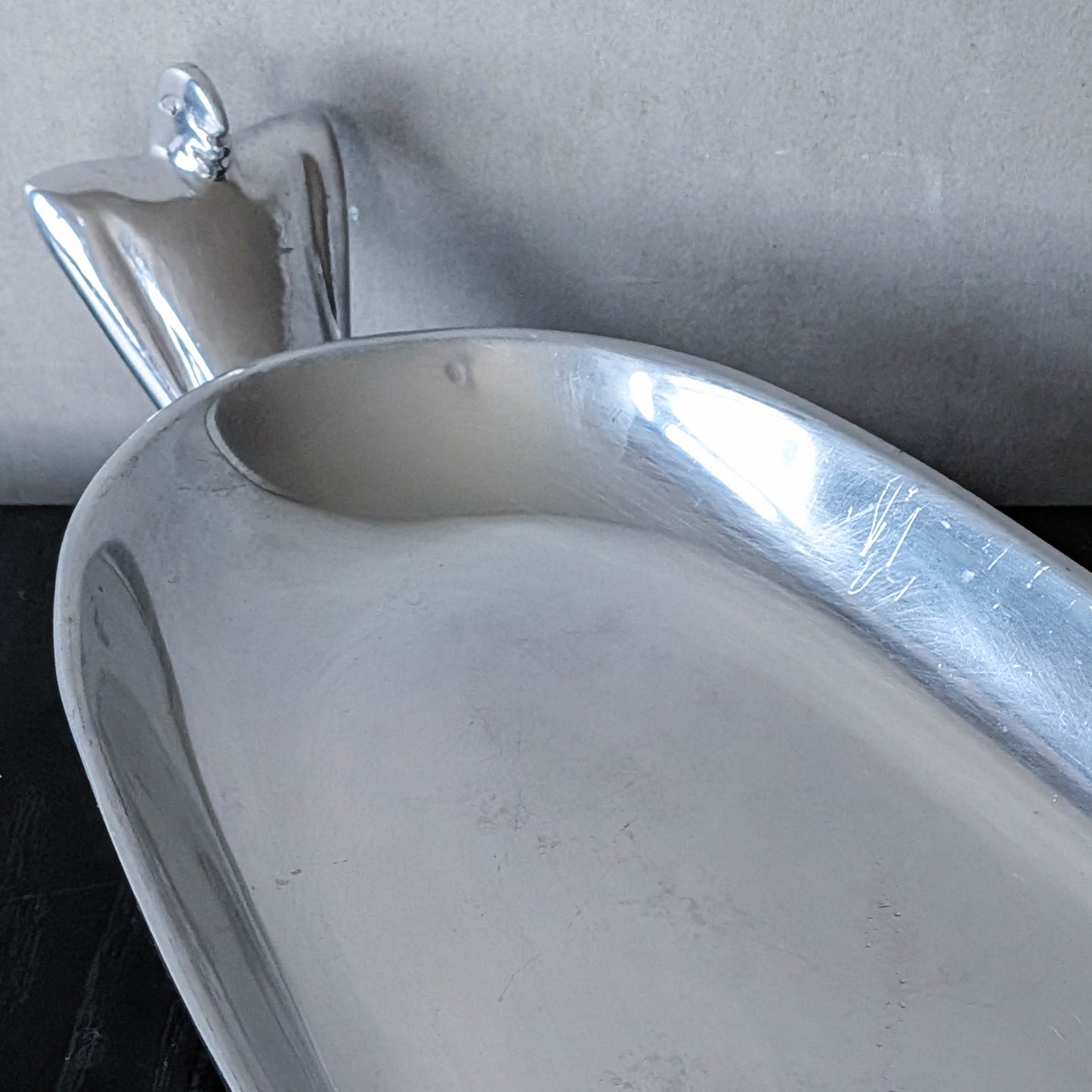 Carrol Boyes large sculptural cast aluminium canoe boat fruit bowl platter