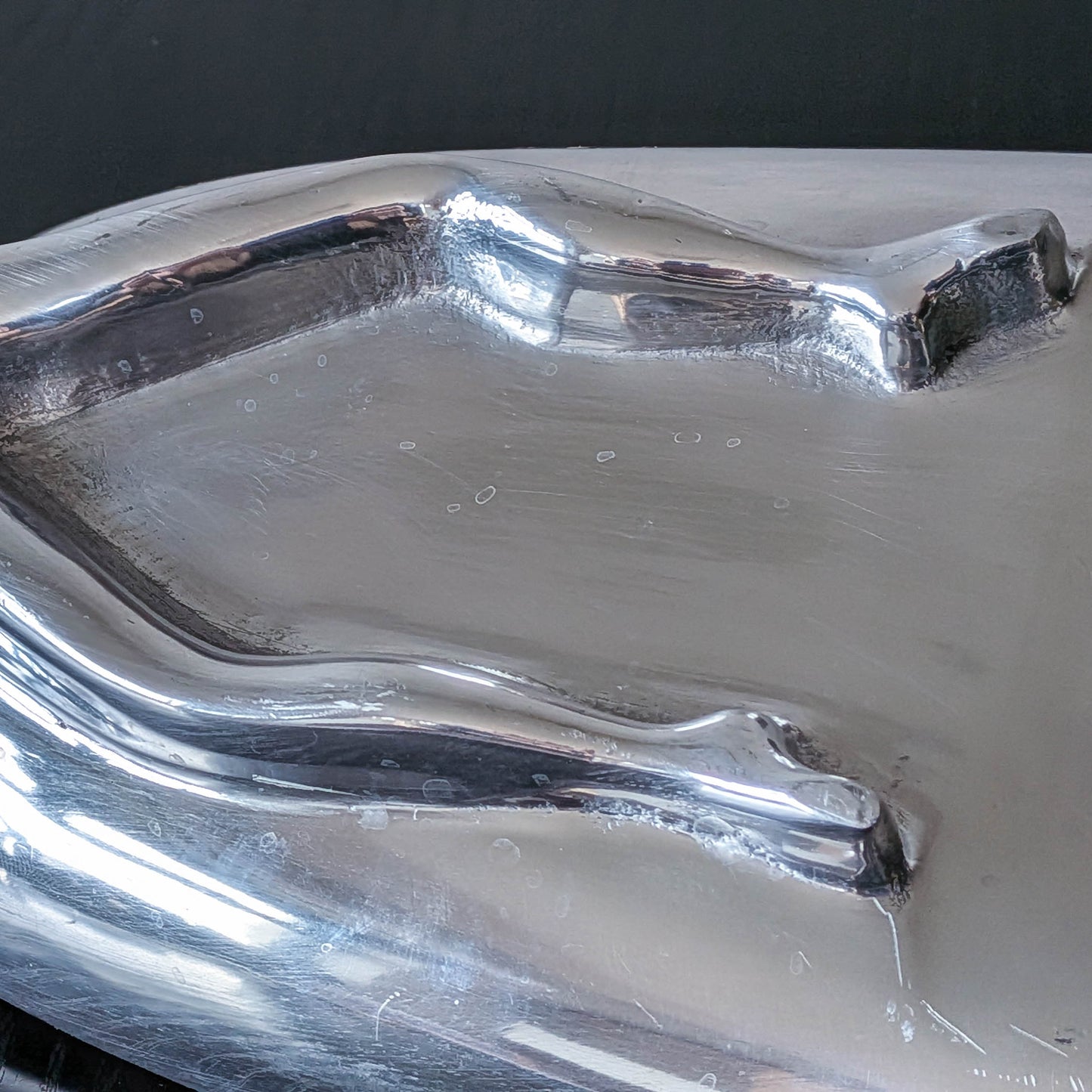 Carrol Boyes large sculptural cast aluminium canoe boat fruit bowl platter