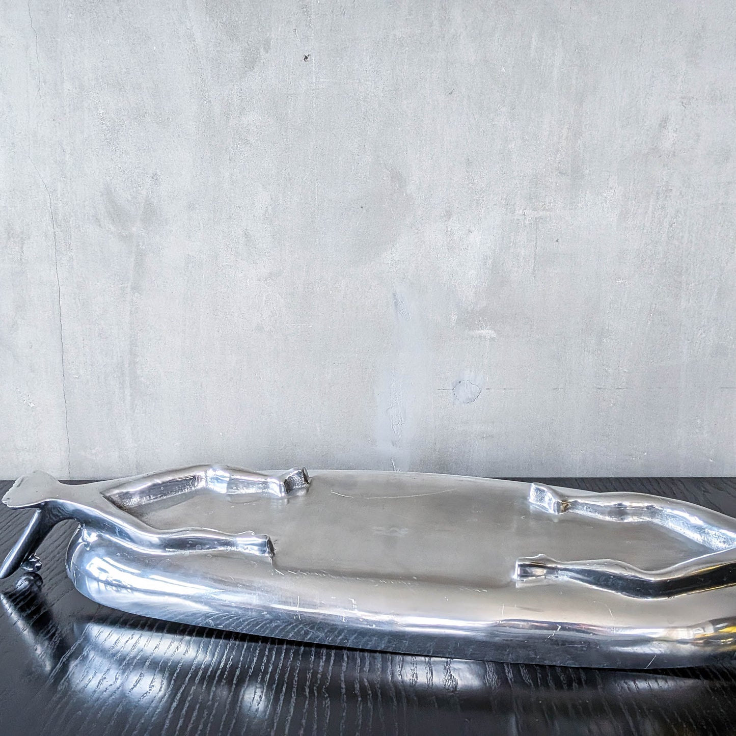 Carrol Boyes large sculptural cast aluminium canoe boat fruit bowl platter