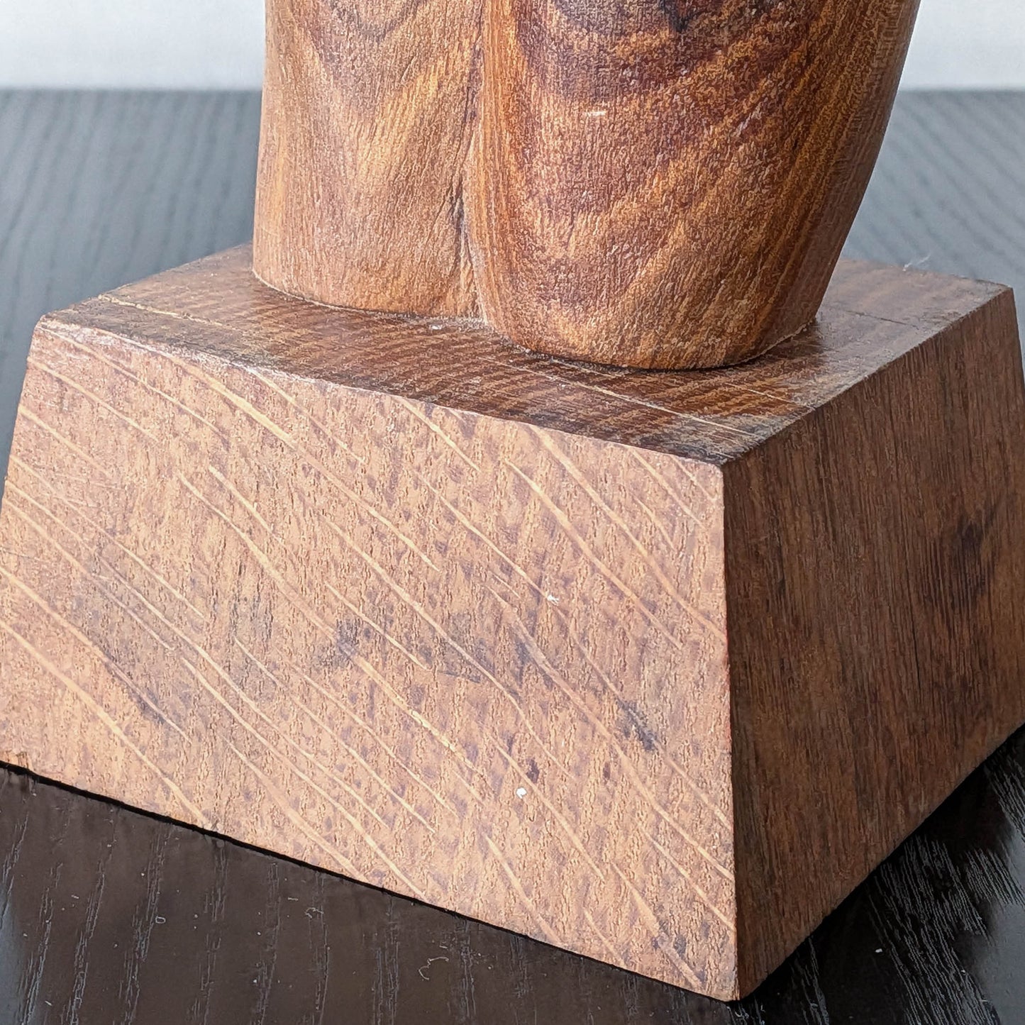 Mid century hand carved hardwood nude figure study on plinth base