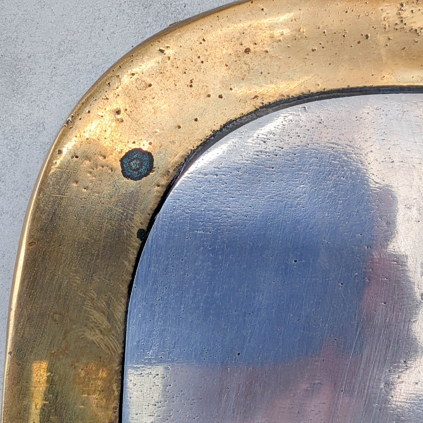 David Marshall brutalist vintage 1980s cast brass and aluminium tray trivet mat