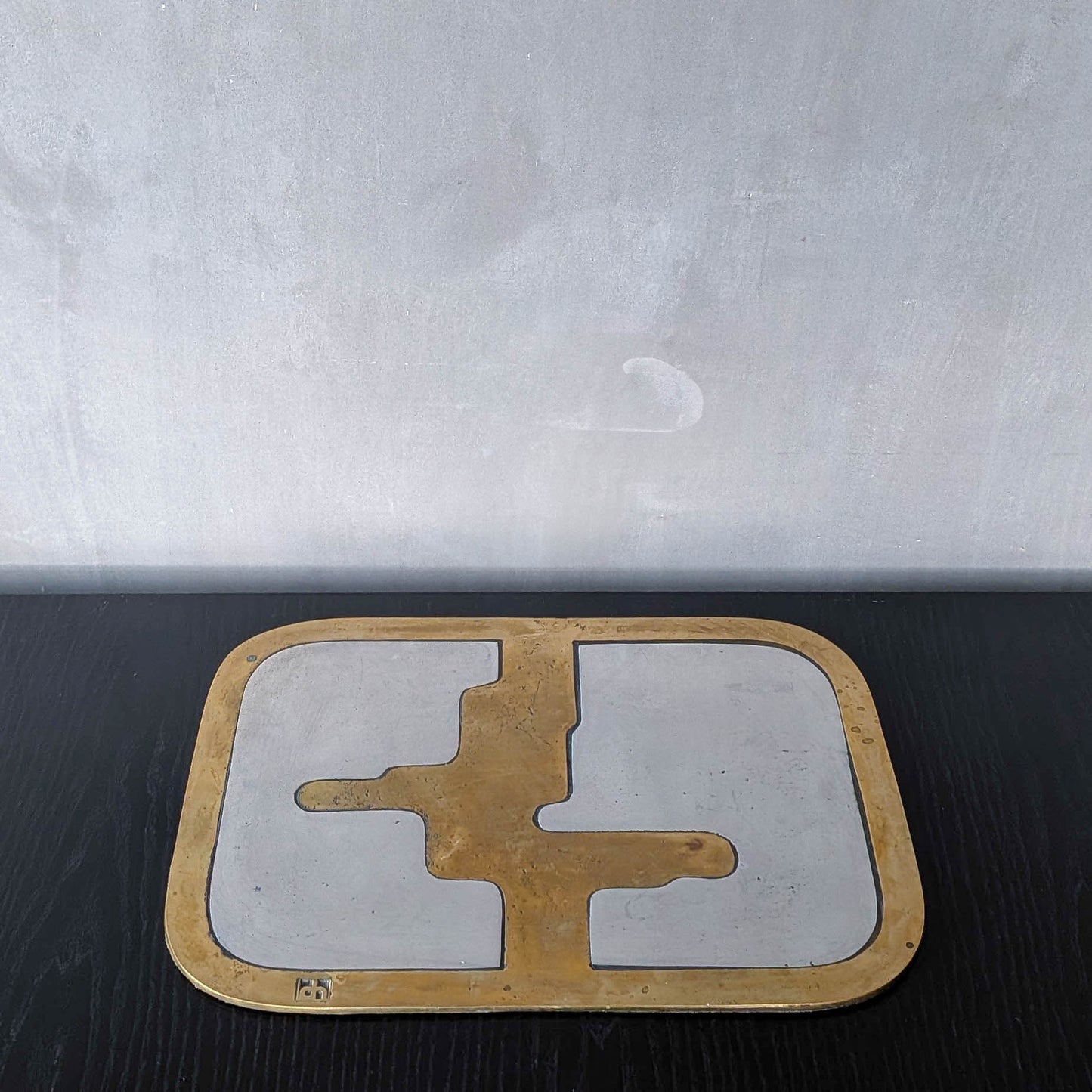 David Marshall brutalist vintage 1980s cast brass and aluminium tray trivet mat