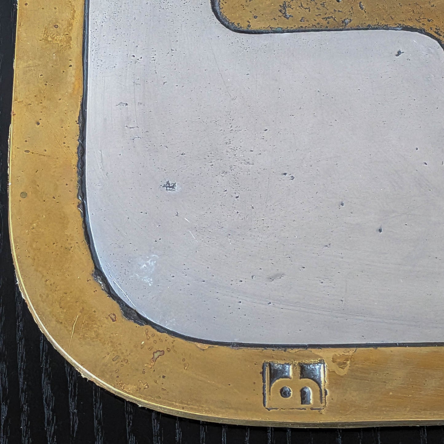 David Marshall brutalist vintage 1980s cast brass and aluminium tray trivet mat