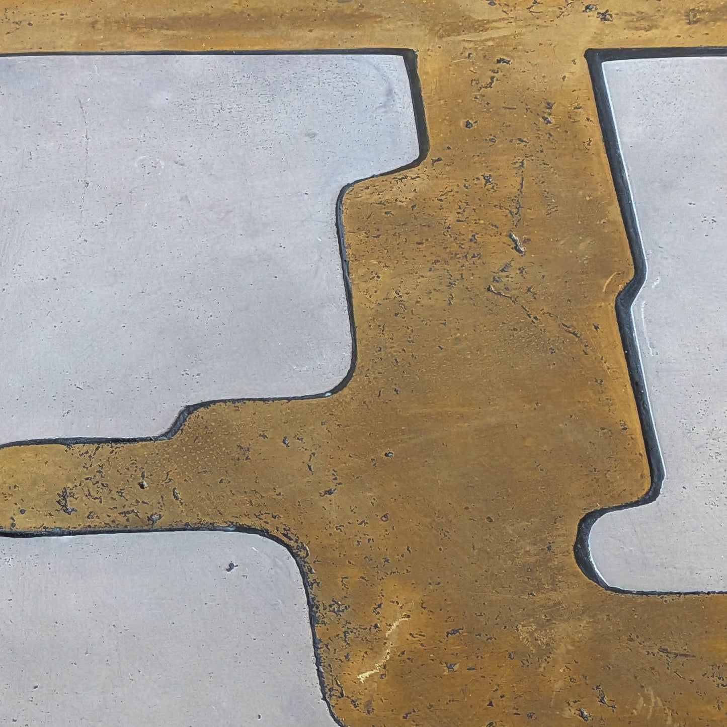 David Marshall brutalist vintage 1980s cast brass and aluminium tray trivet mat