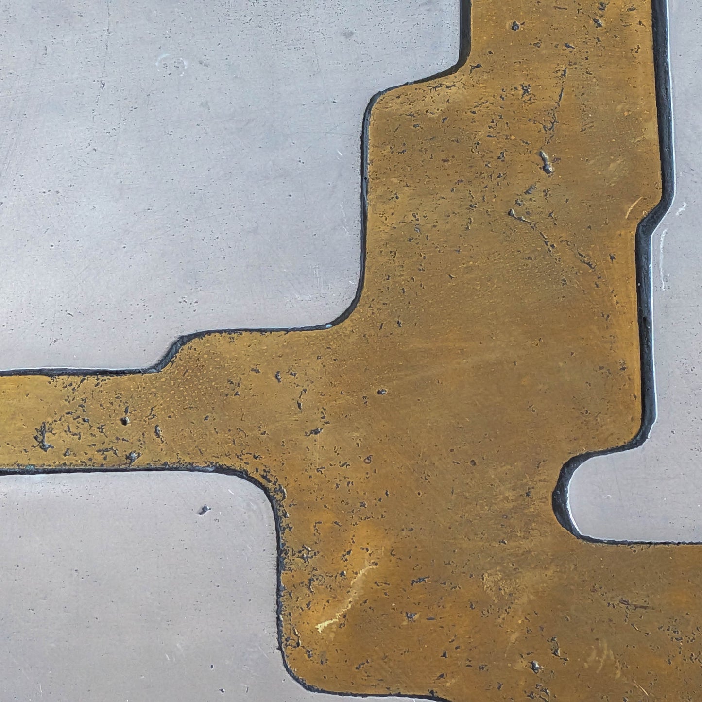 David Marshall brutalist vintage 1980s cast brass and aluminium tray trivet mat