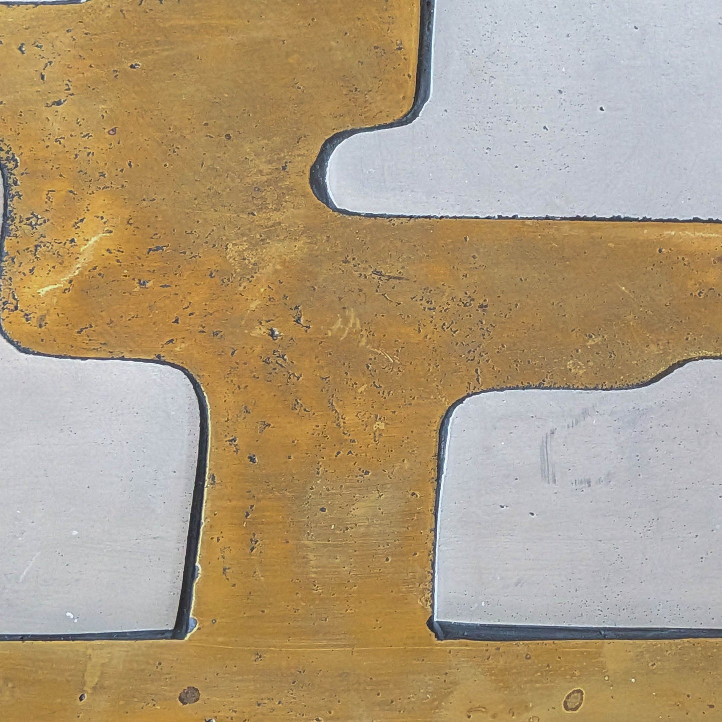 David Marshall brutalist vintage 1980s cast brass and aluminium tray trivet mat