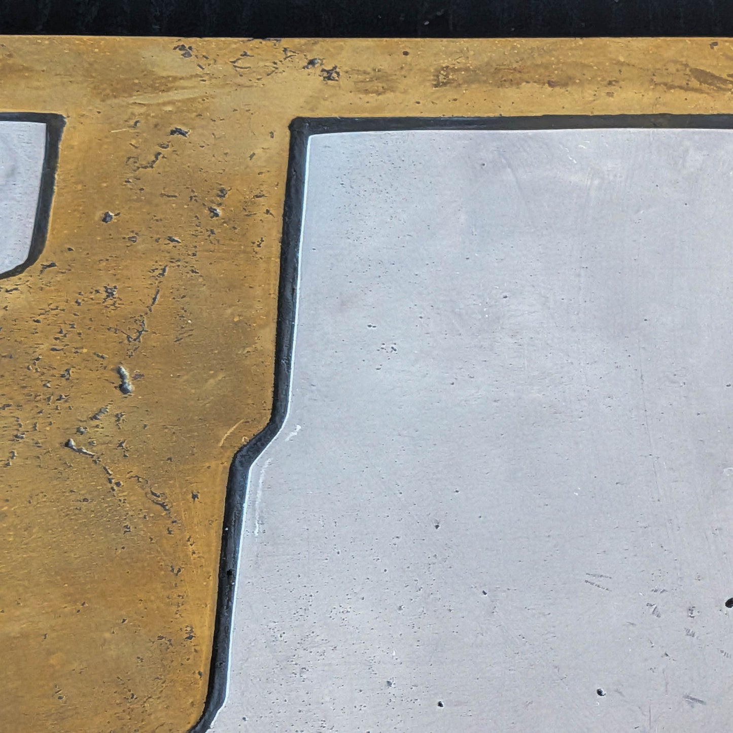 David Marshall brutalist vintage 1980s cast brass and aluminium tray trivet mat