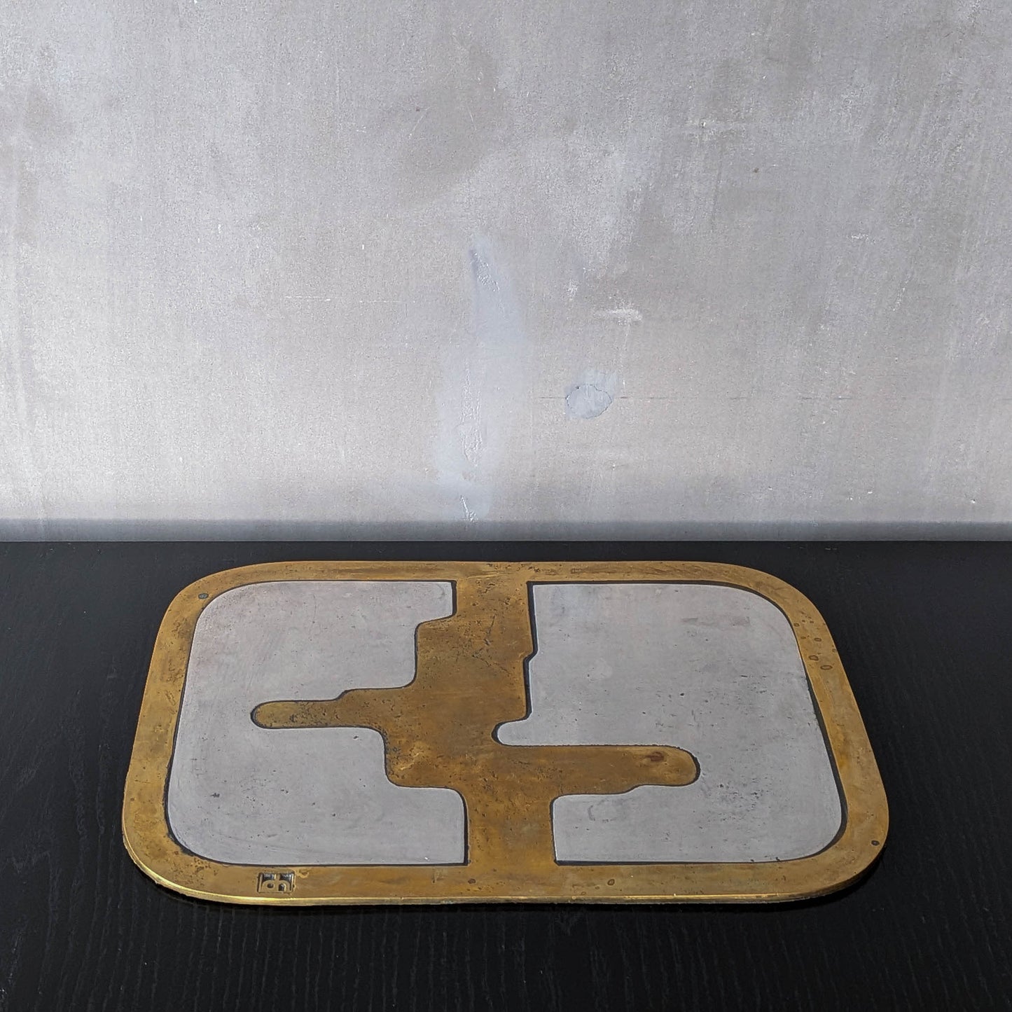 David Marshall brutalist vintage 1980s cast brass and aluminium tray trivet mat