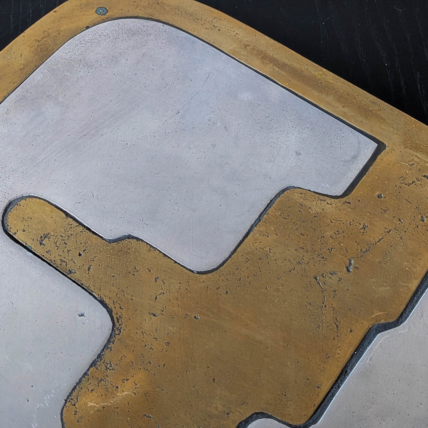 David Marshall brutalist vintage 1980s cast brass and aluminium tray trivet mat