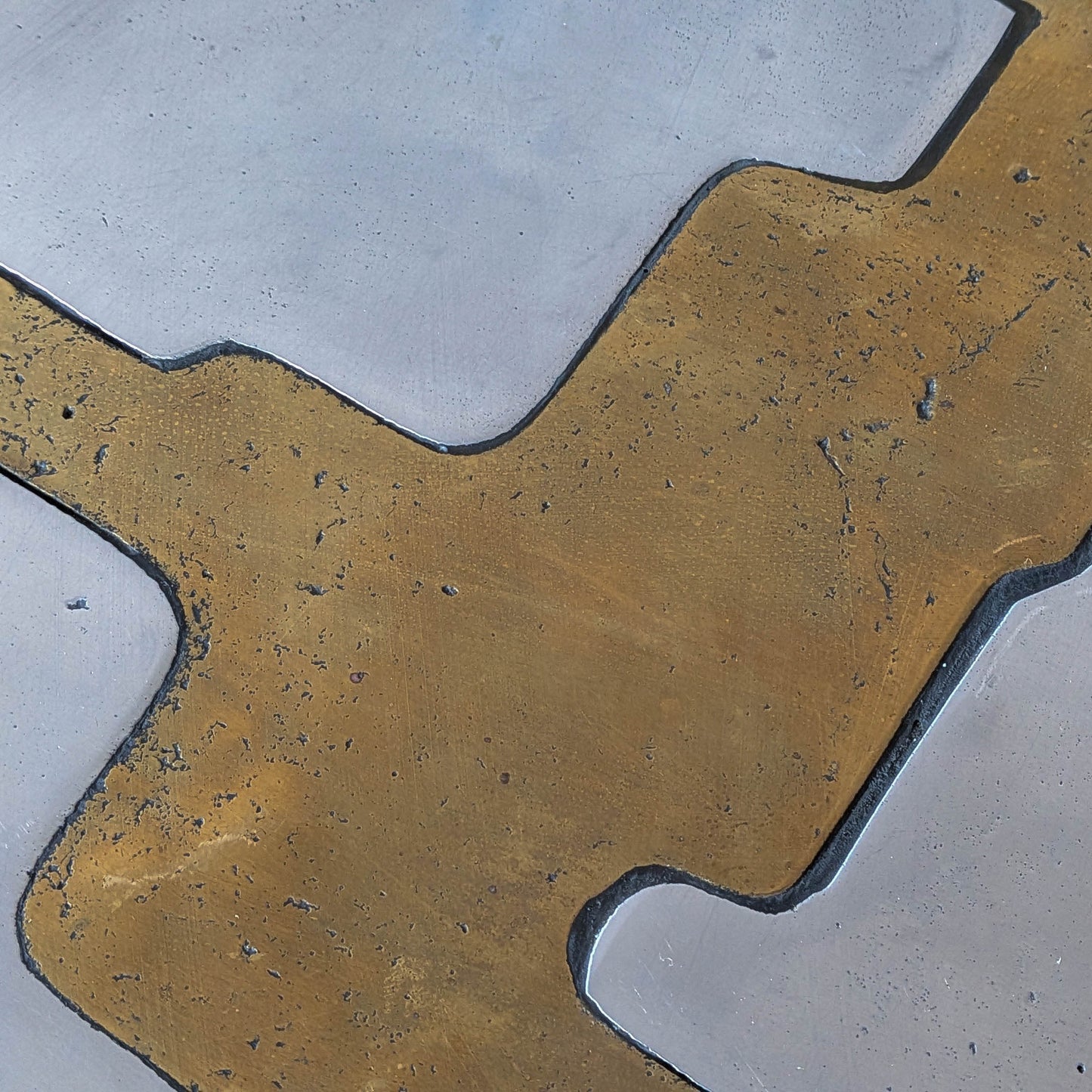David Marshall brutalist vintage 1980s cast brass and aluminium tray trivet mat