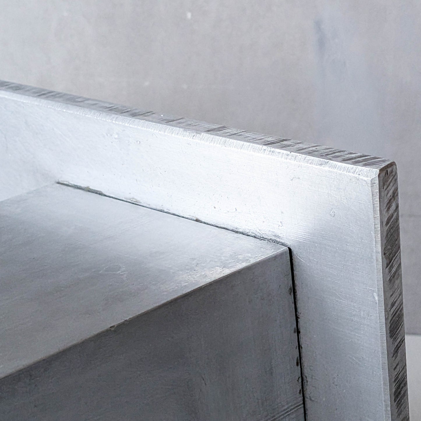 Pair of vintage scratch built sculptural aluminium desk tidy pen holders