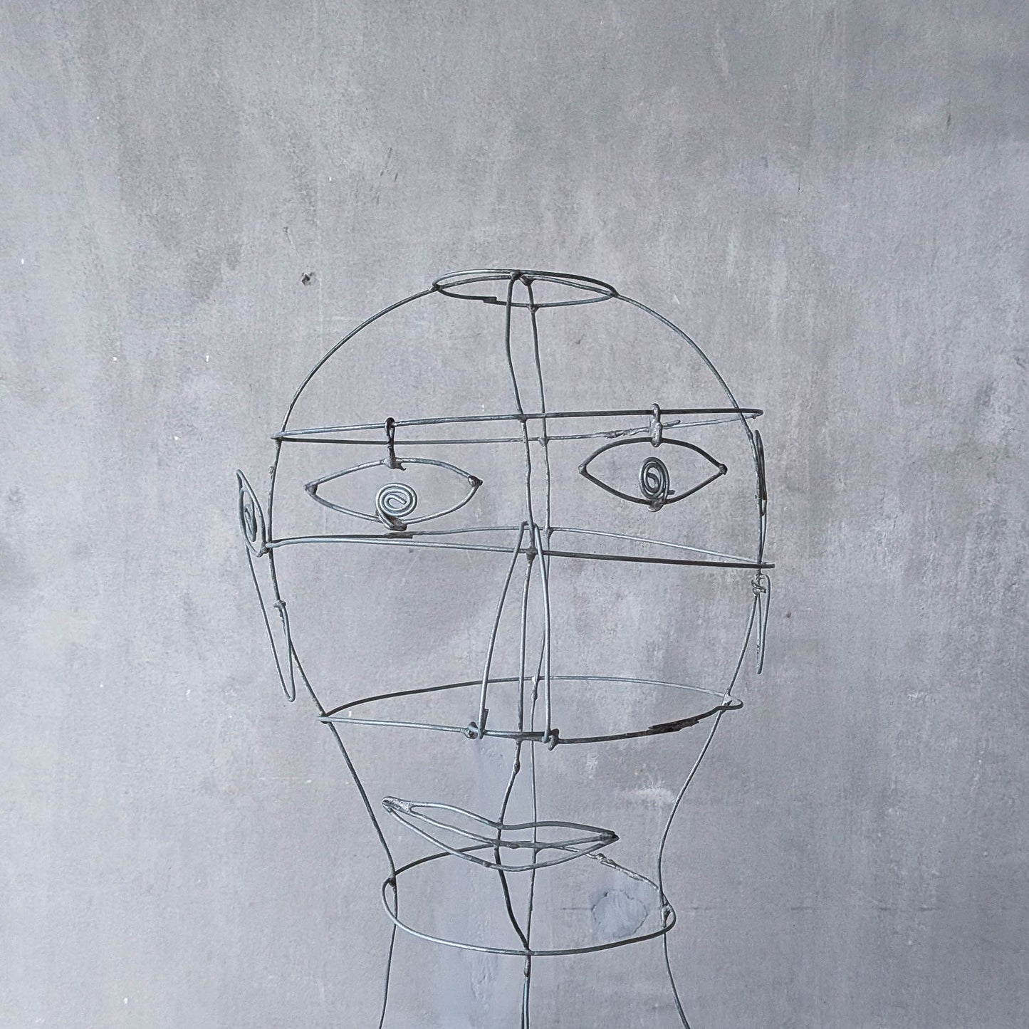 Vintage handmade galvanised wire head face sculpture armature