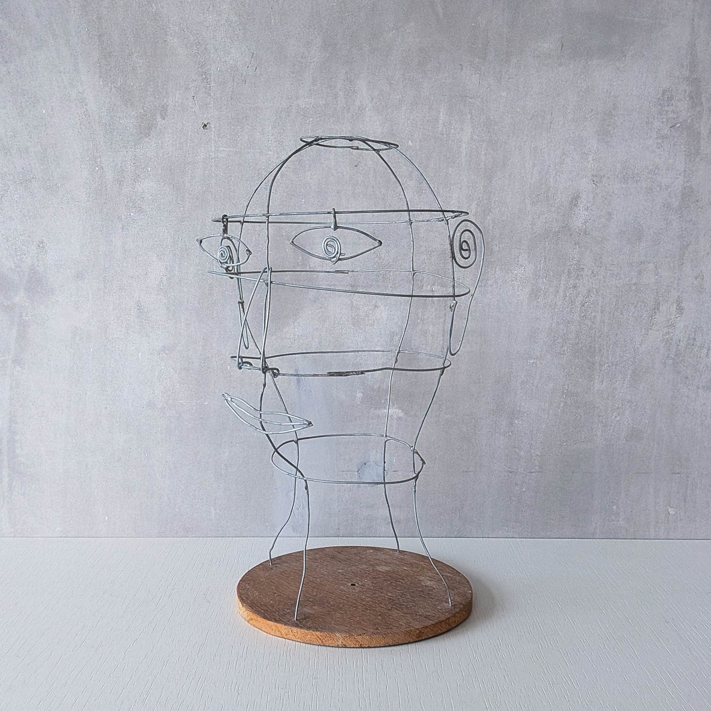 Vintage handmade galvanised wire head face sculpture armature