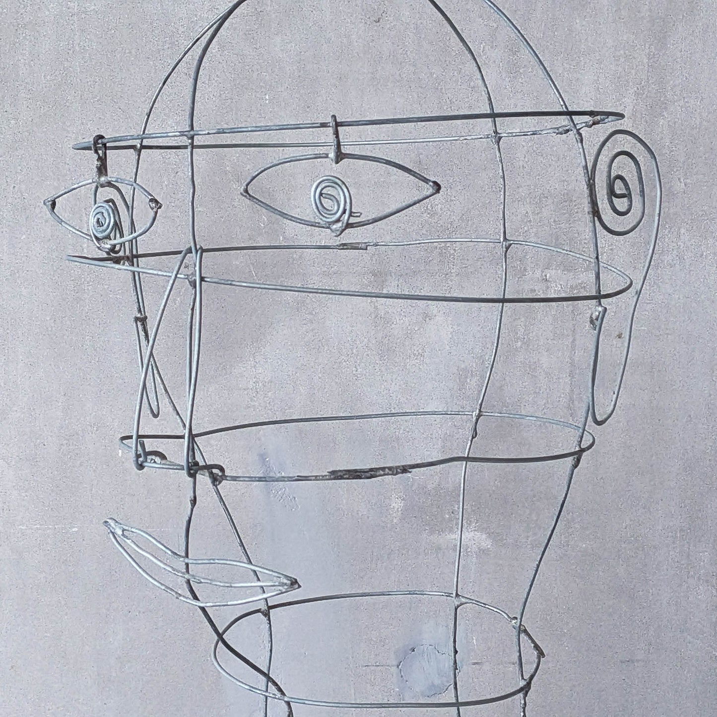 Vintage handmade galvanised wire head face sculpture armature