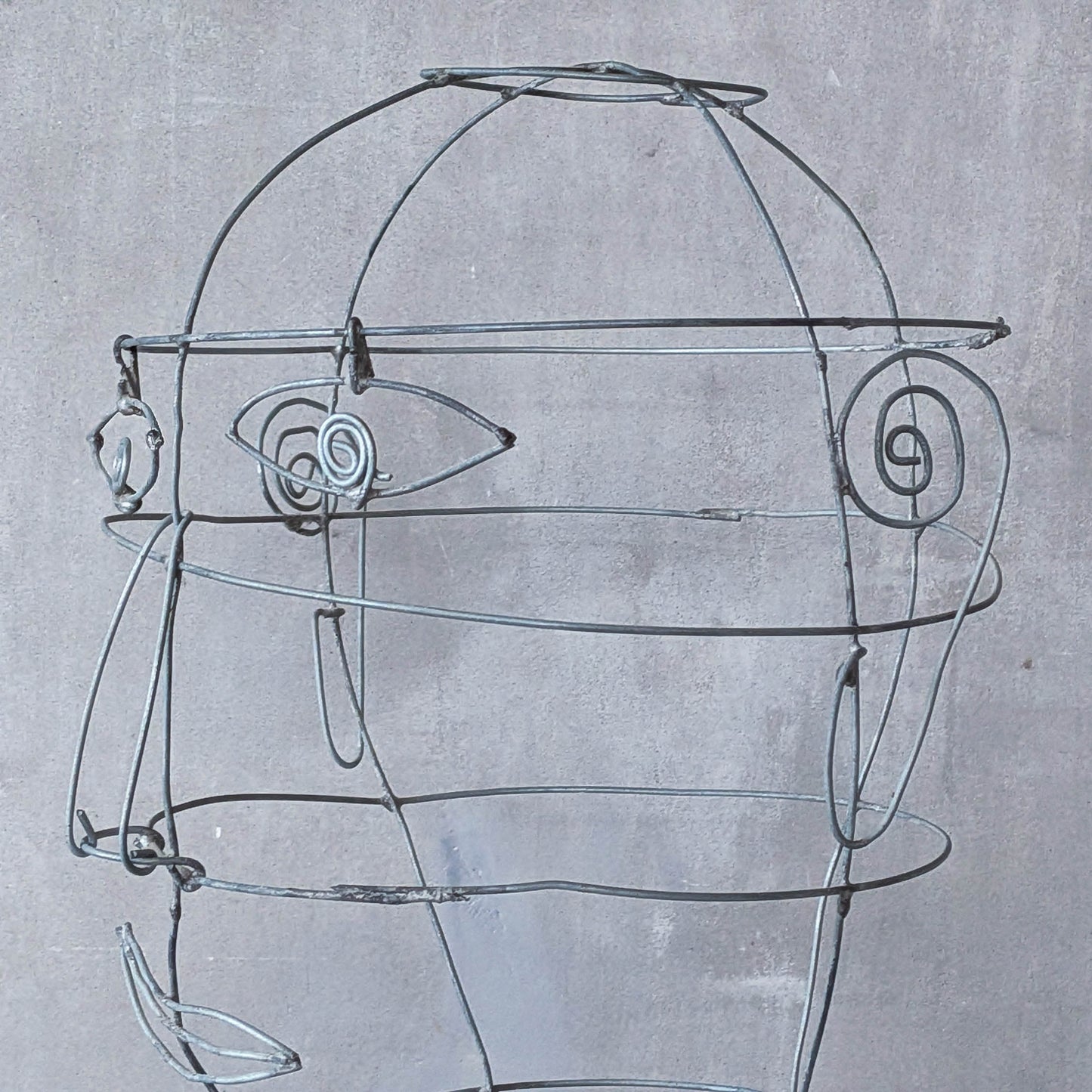 Vintage handmade galvanised wire head face sculpture armature