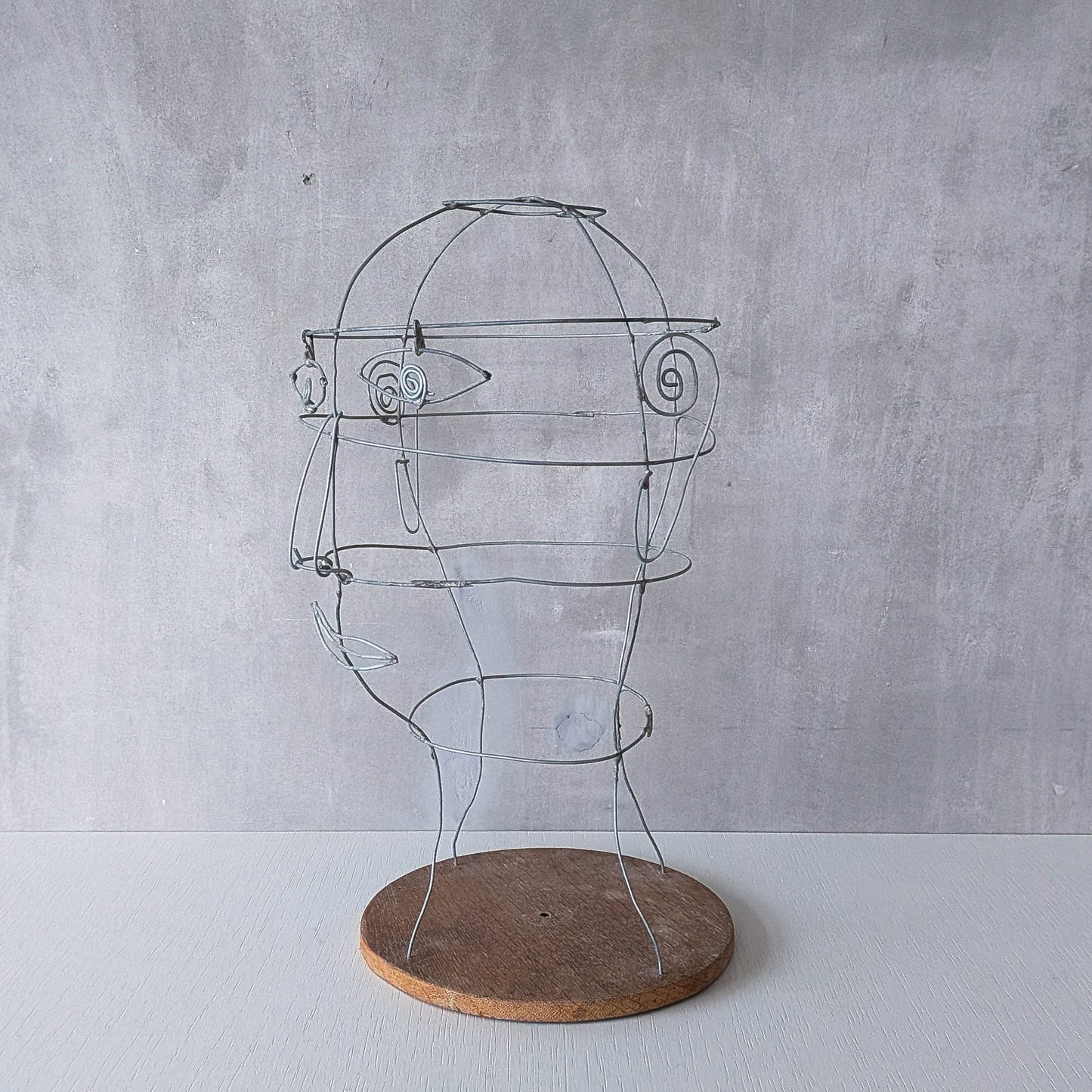 Vintage handmade galvanised wire head face sculpture armature