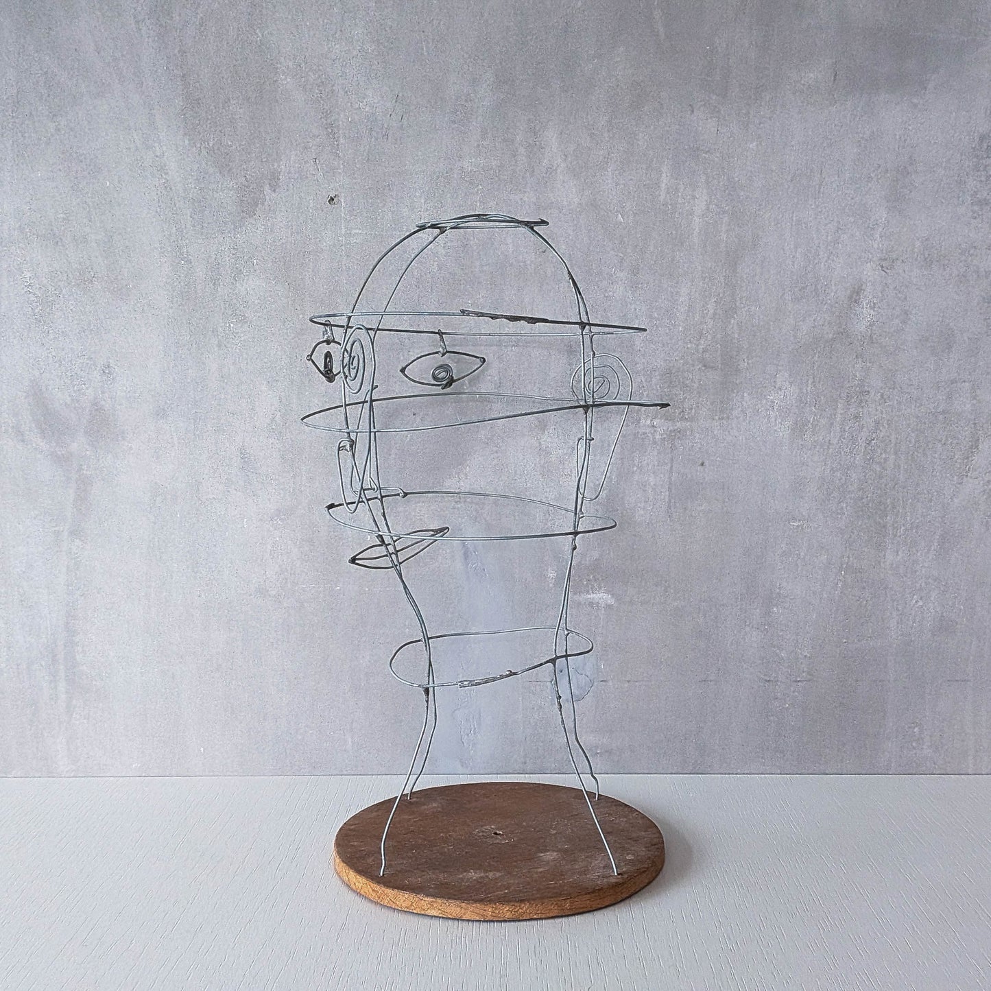 Vintage handmade galvanised wire head face sculpture armature