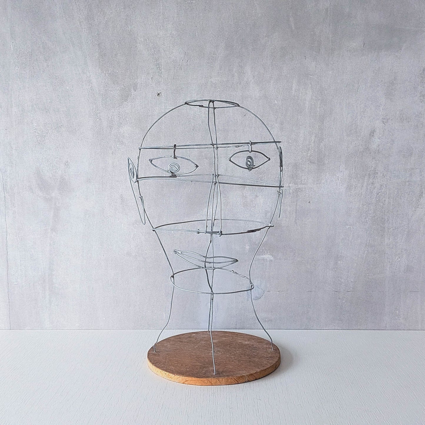 Vintage handmade galvanised wire head face sculpture armature