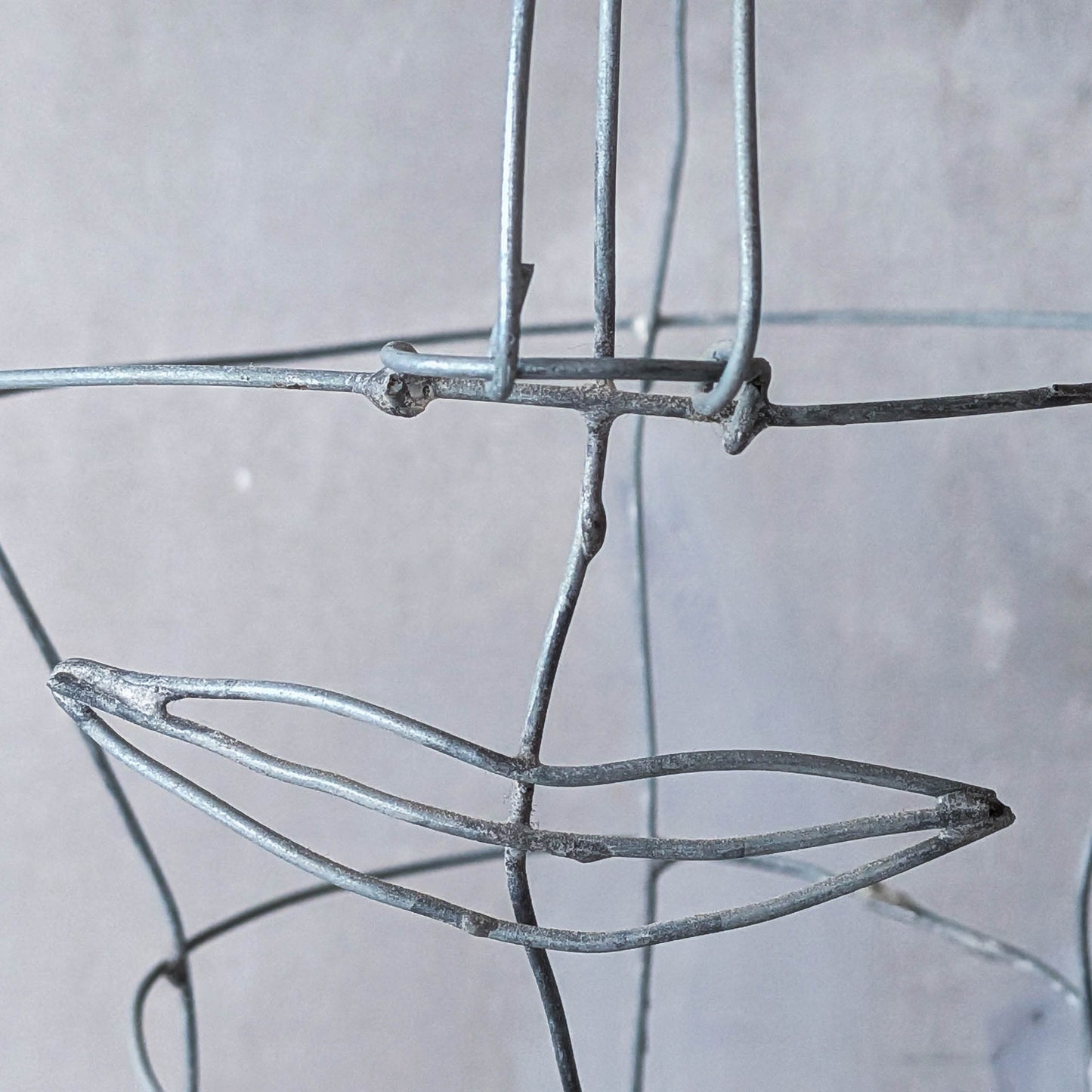 Vintage handmade galvanised wire head face sculpture armature