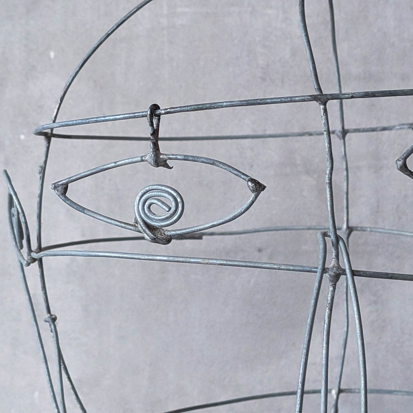 Vintage handmade galvanised wire head face sculpture armature