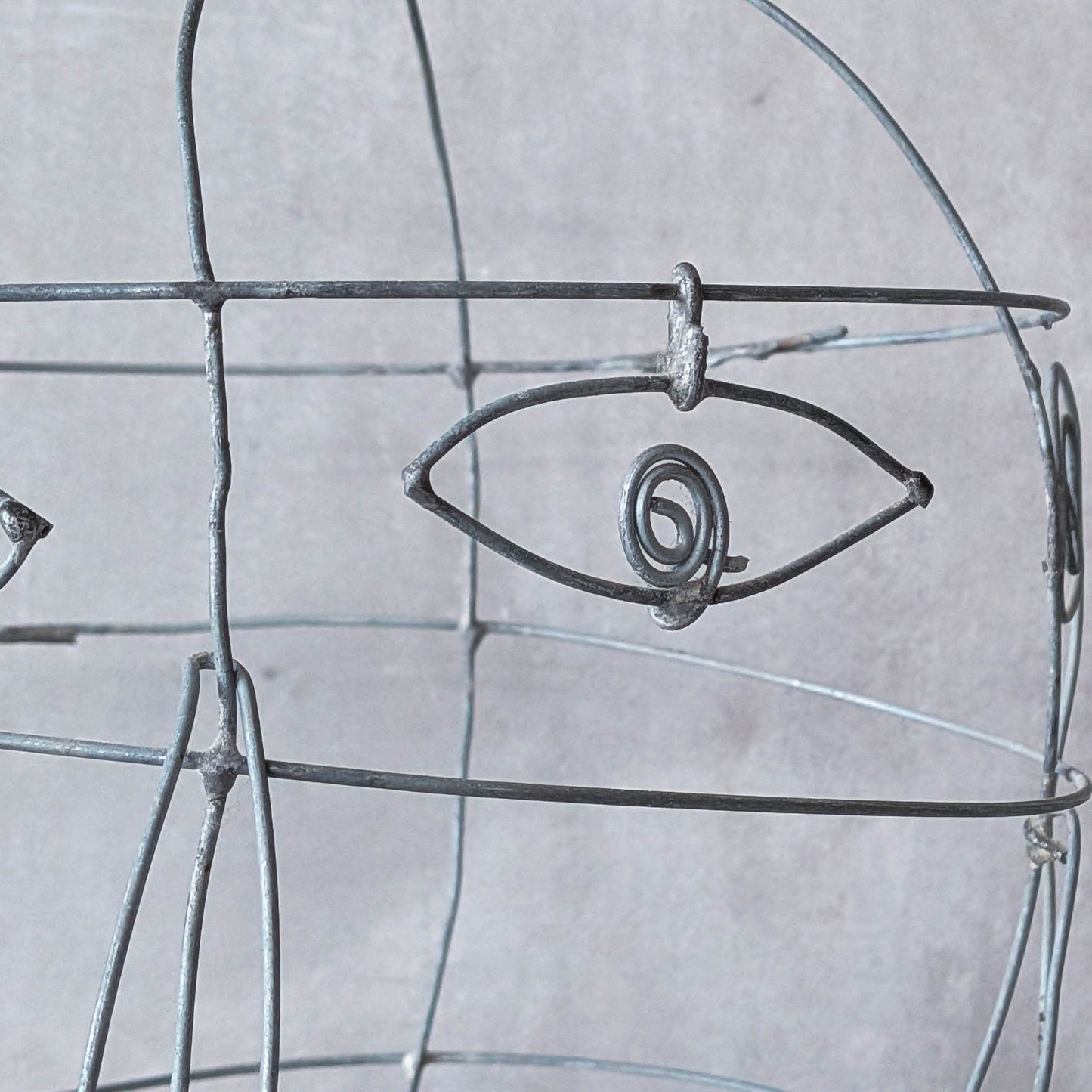 Vintage handmade galvanised wire head face sculpture armature