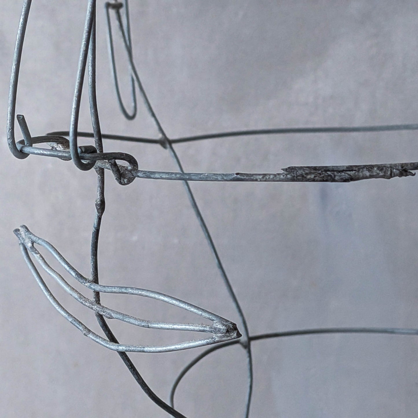 Vintage handmade galvanised wire head face sculpture armature