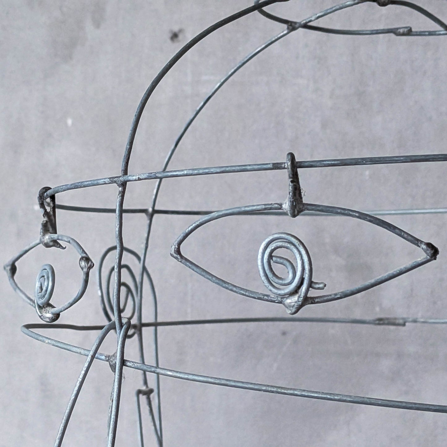 Vintage handmade galvanised wire head face sculpture armature