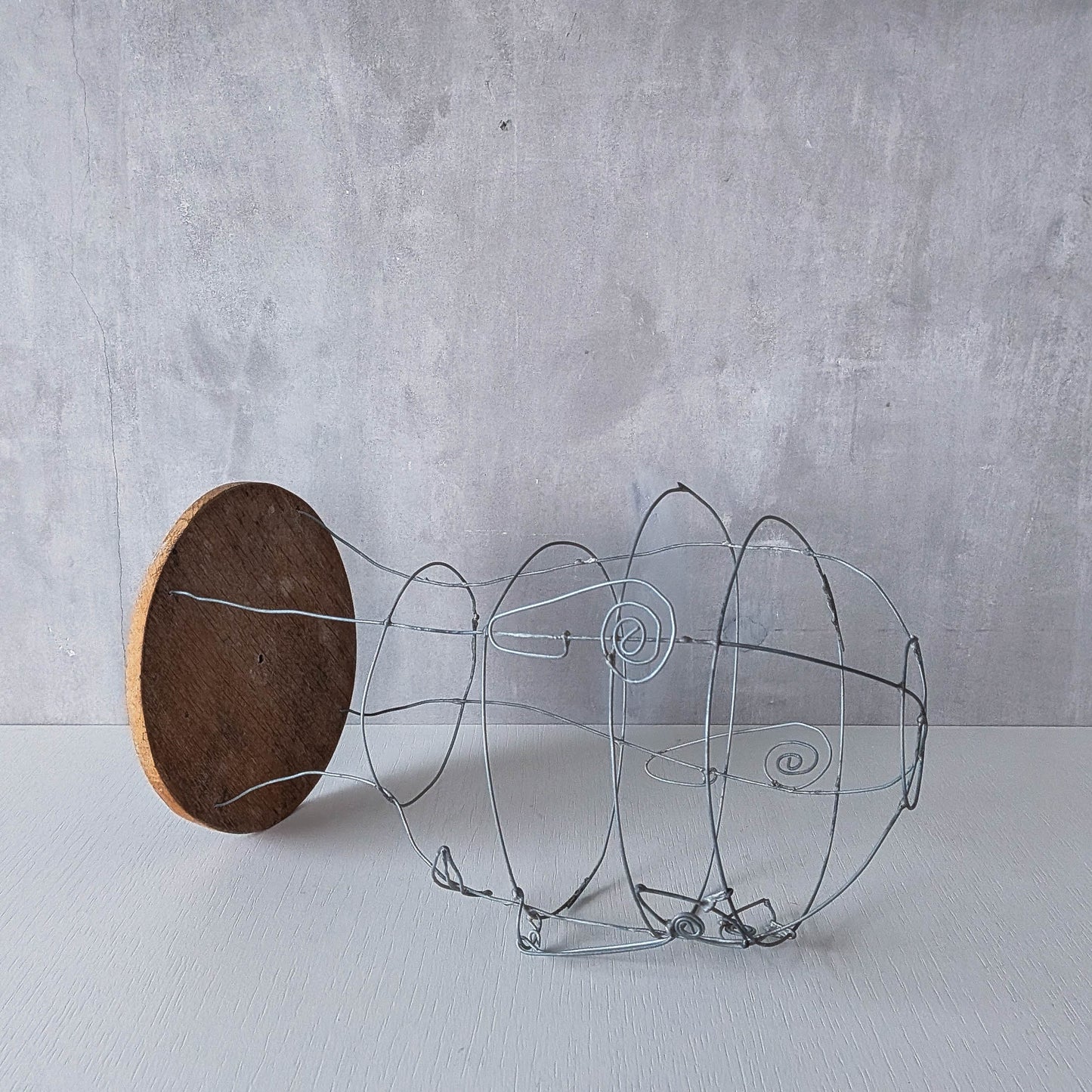 Vintage handmade galvanised wire head face sculpture armature