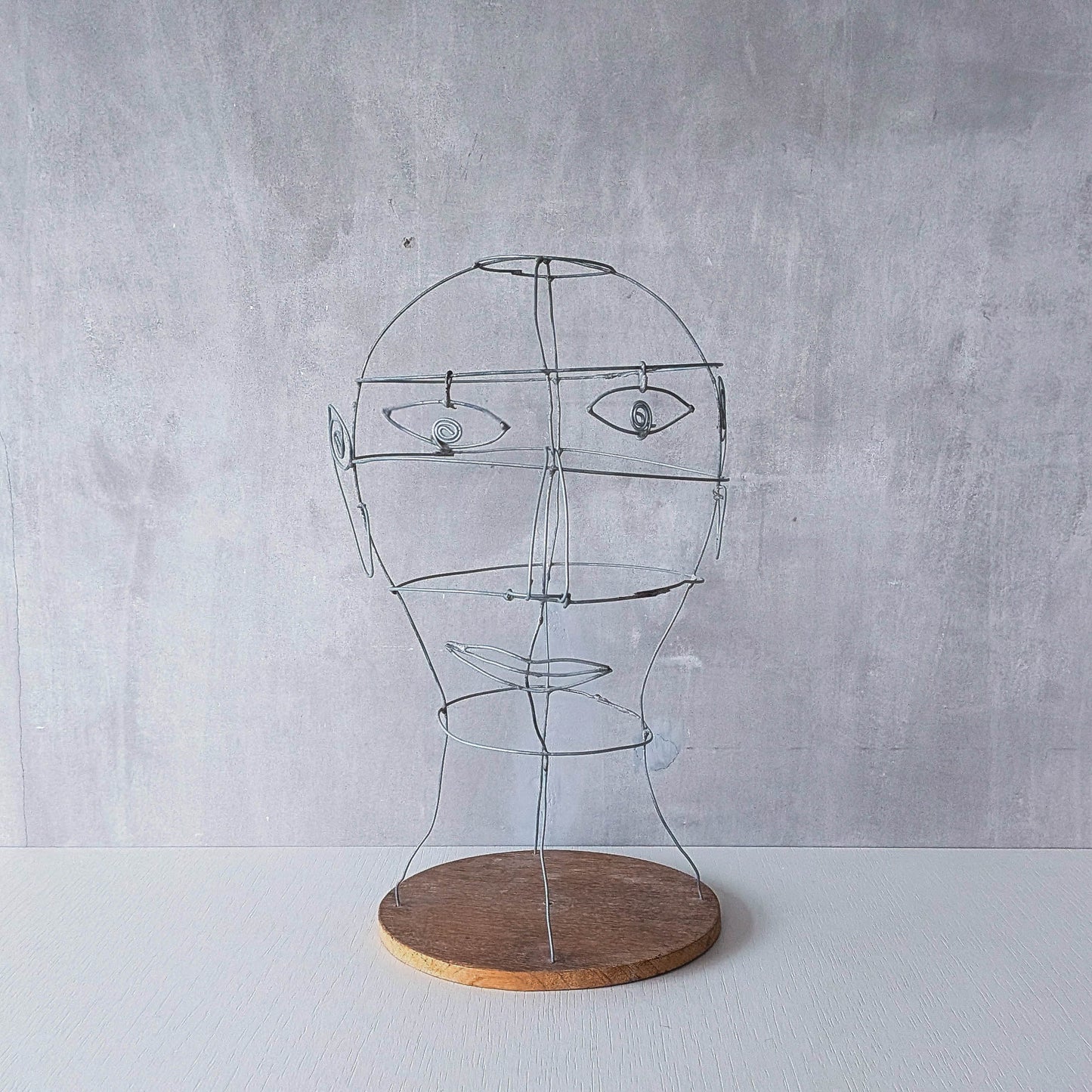Vintage handmade galvanised wire head face sculpture armature