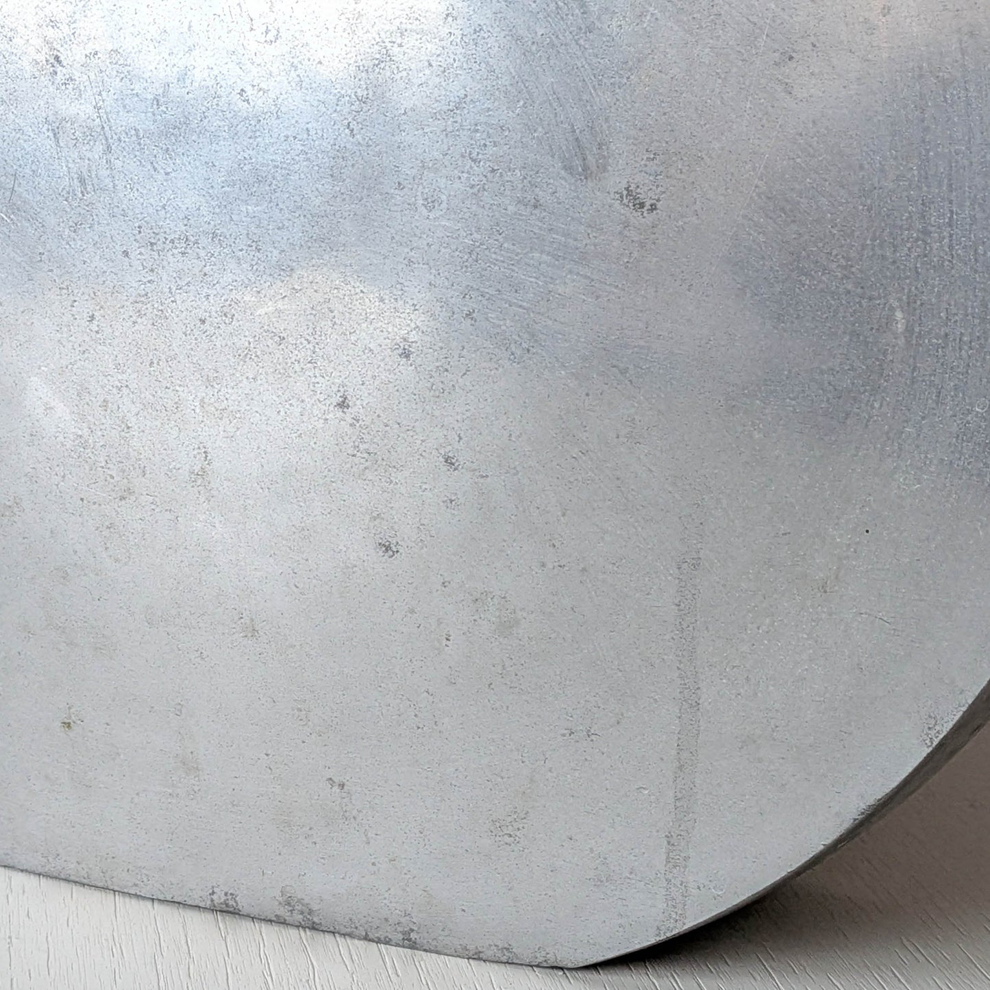 Vintage large sculptural round flat Art Deco style cast aluminium vase