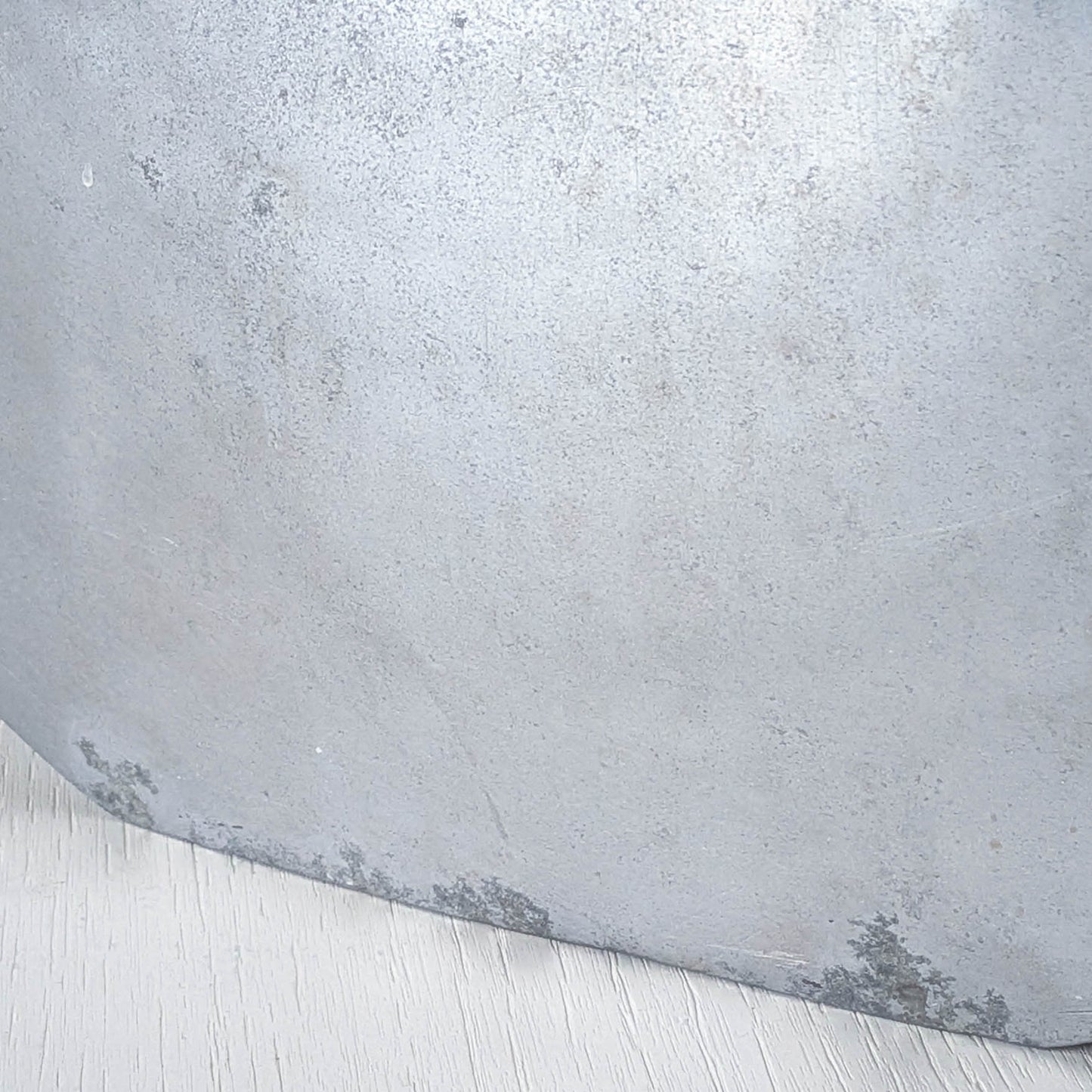 Vintage large sculptural round flat Art Deco style cast aluminium vase