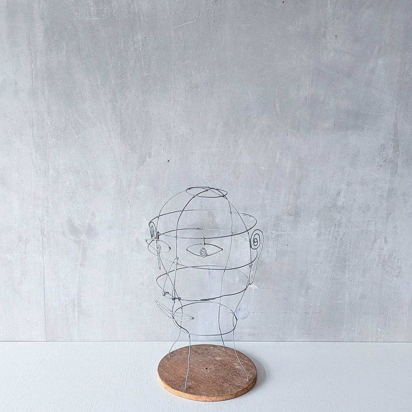 Vintage handmade galvanised wire head face sculpture armature