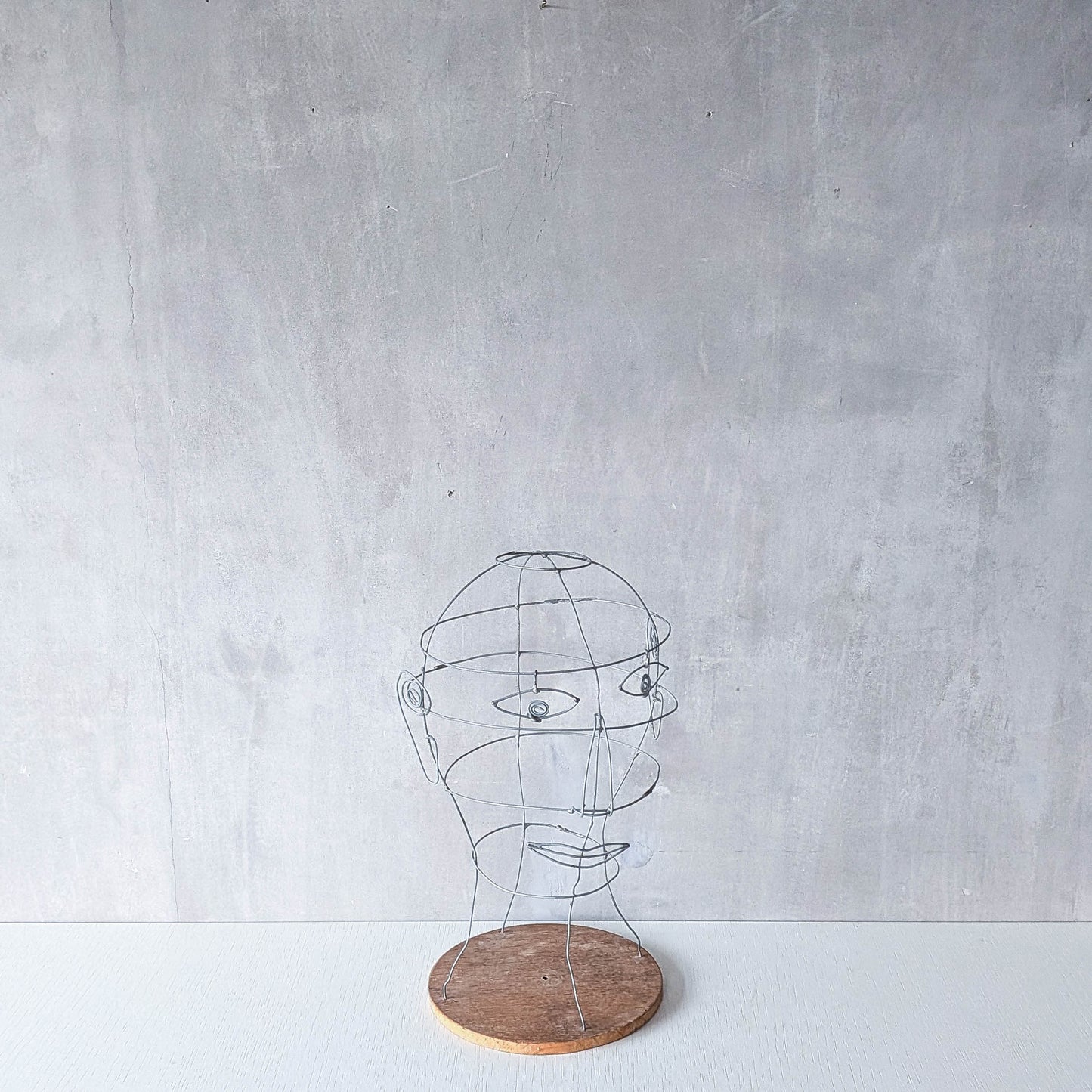 Vintage handmade galvanised wire head face sculpture armature