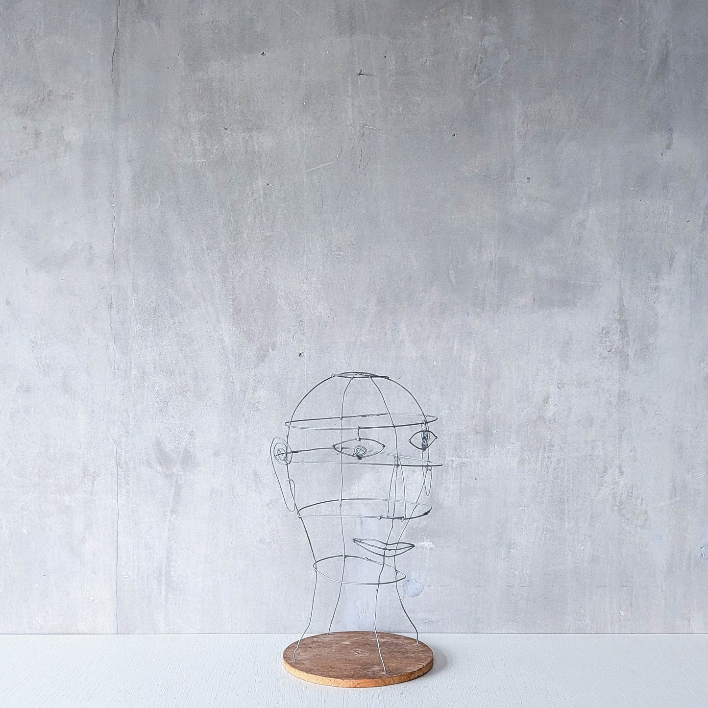 Vintage handmade galvanised wire head face sculpture armature